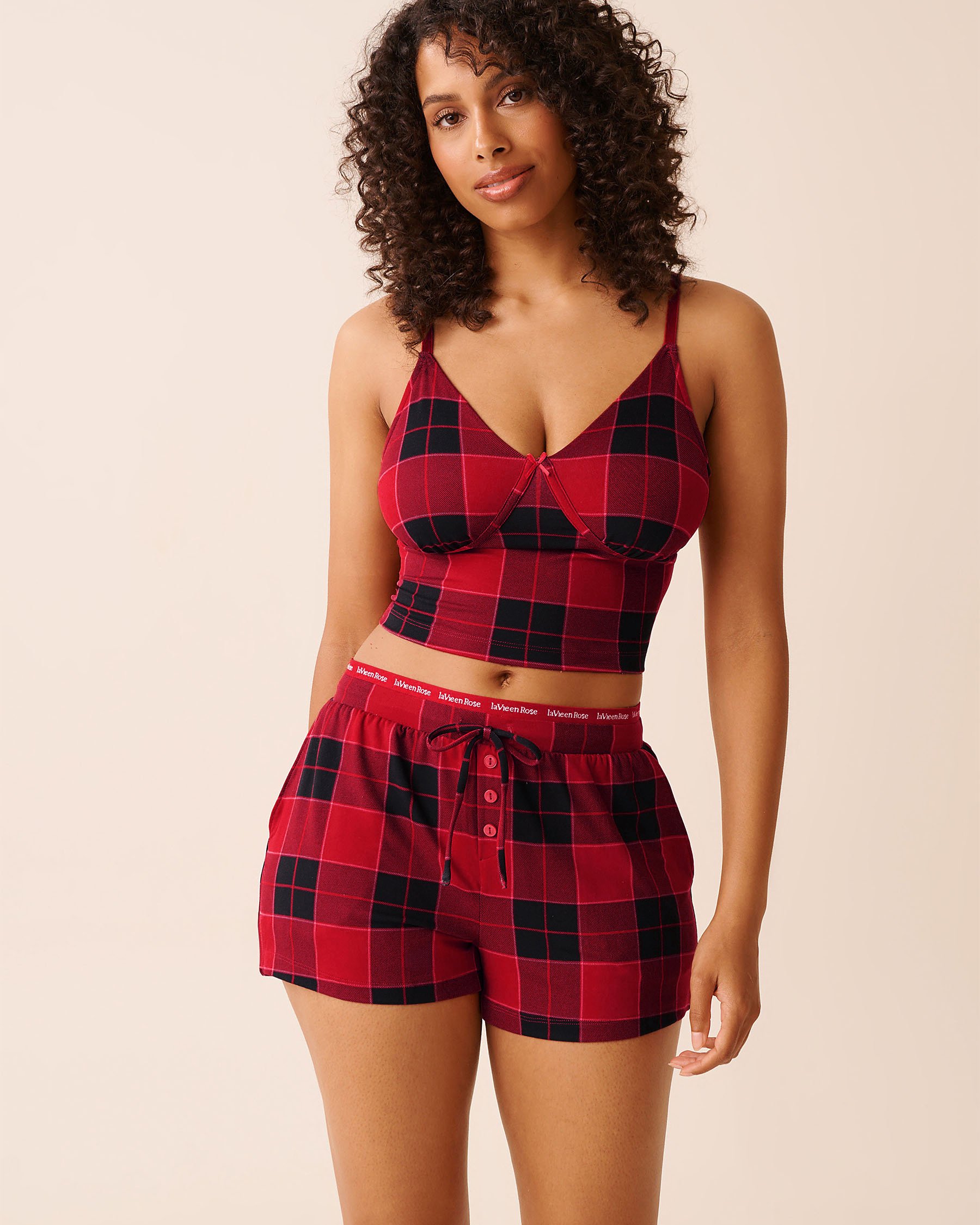 LA VIE EN ROSE Buffalo Plaid Super Soft Crop Cami Buffalo Plaid 40100803 - View1