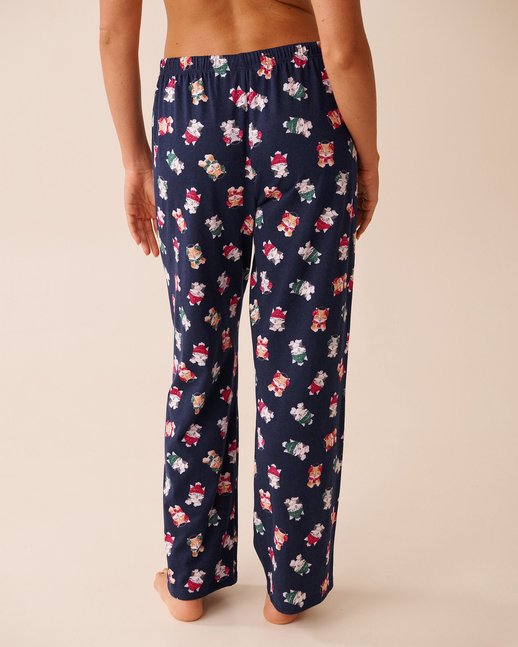 LA VIE EN ROSE Kitten Print Cotton PJ Set Red/Kittens 40400087 - View5