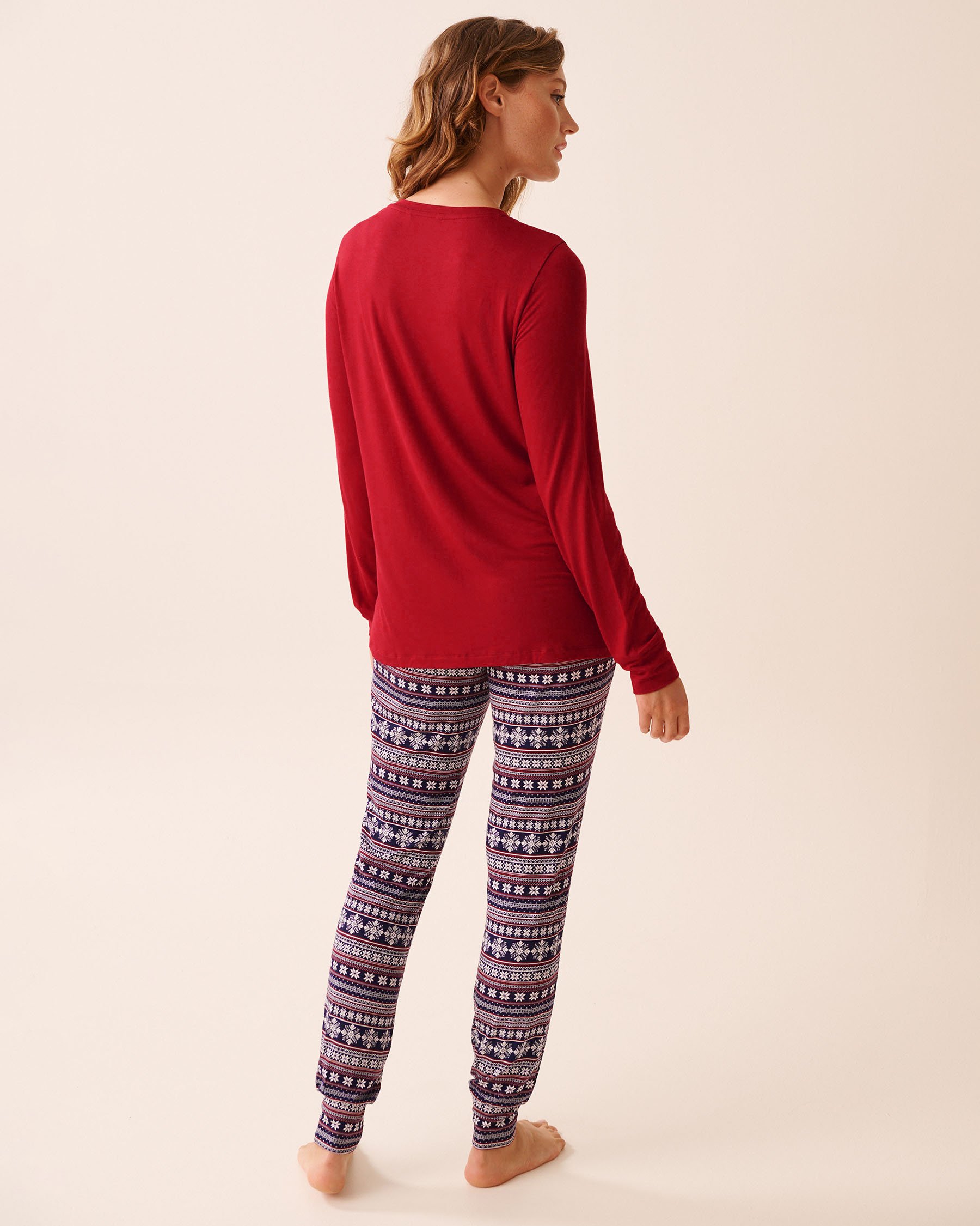 LA VIE EN ROSE Polar Bear Print Long Sleeve PJ Set Red/Polar Bears 40400088 - View2