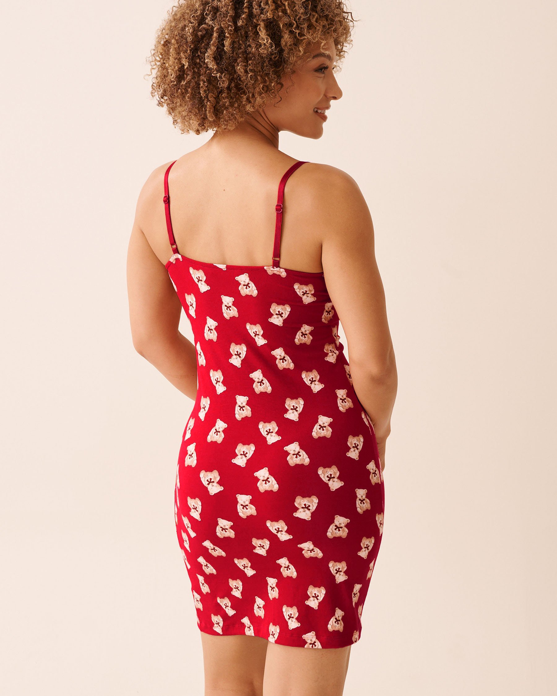 LA VIE EN ROSE Teddy Bear Print Super Soft Nightie Red/Teddy Bears 40500460 - View2