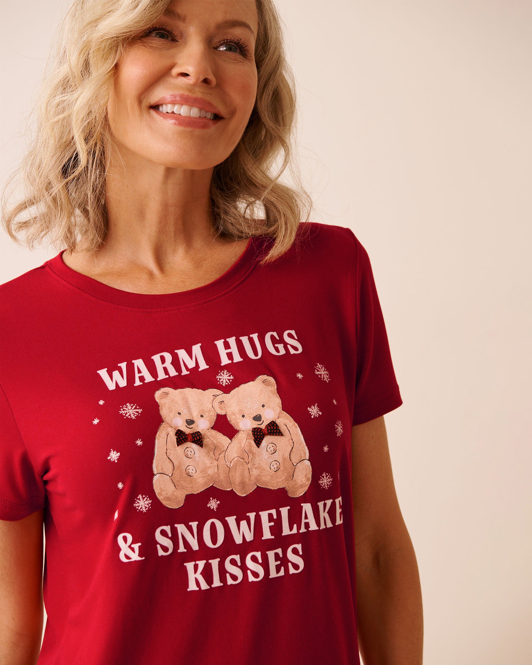 LA VIE EN ROSE Teddy Bear Print Super Soft Sleepshirt Red/Teddy Bears 40500464 - View3