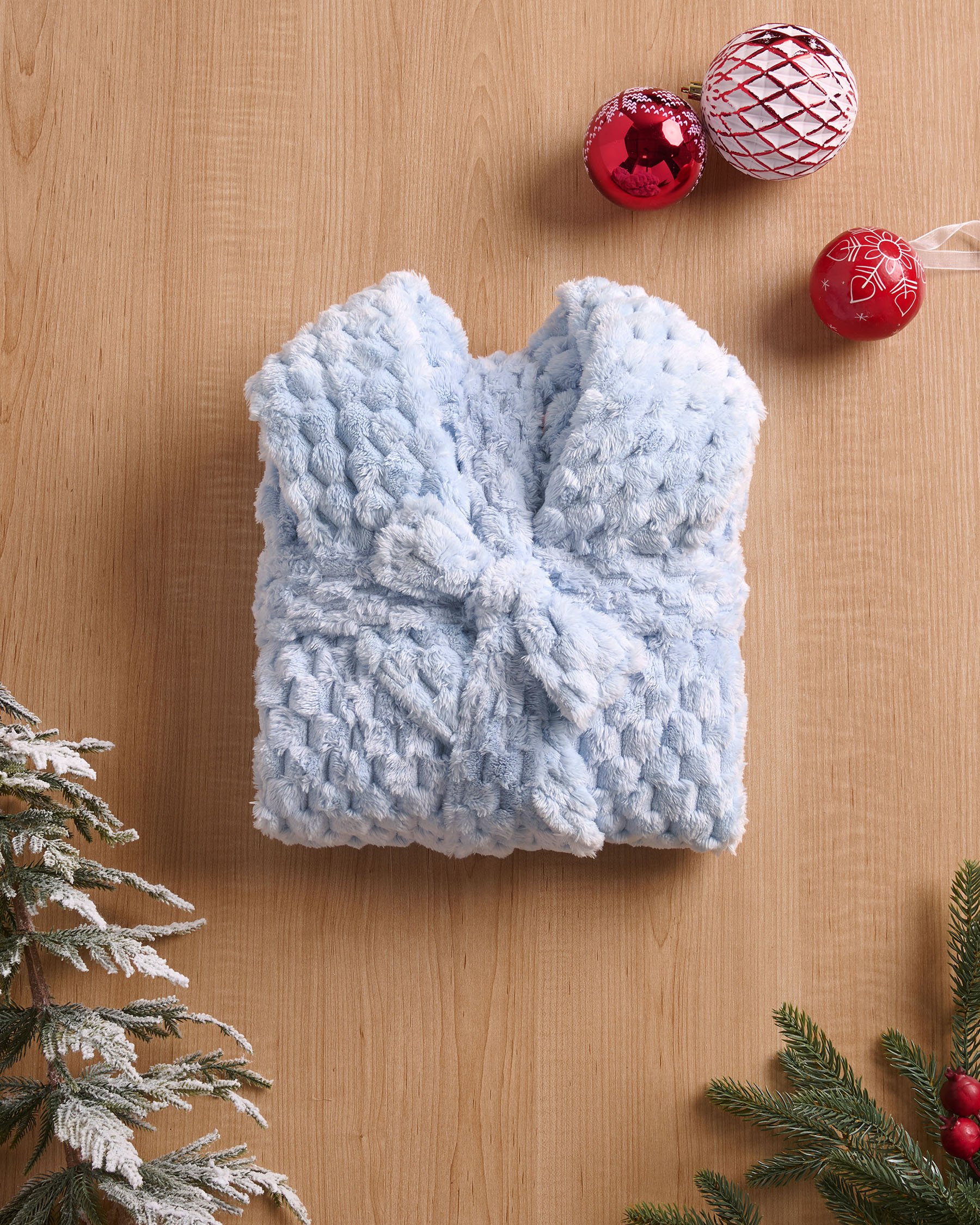 LA VIE EN ROSE Robe de chambre effet matelassé en peluche douce Bleu pâle 40600219 - Voir4