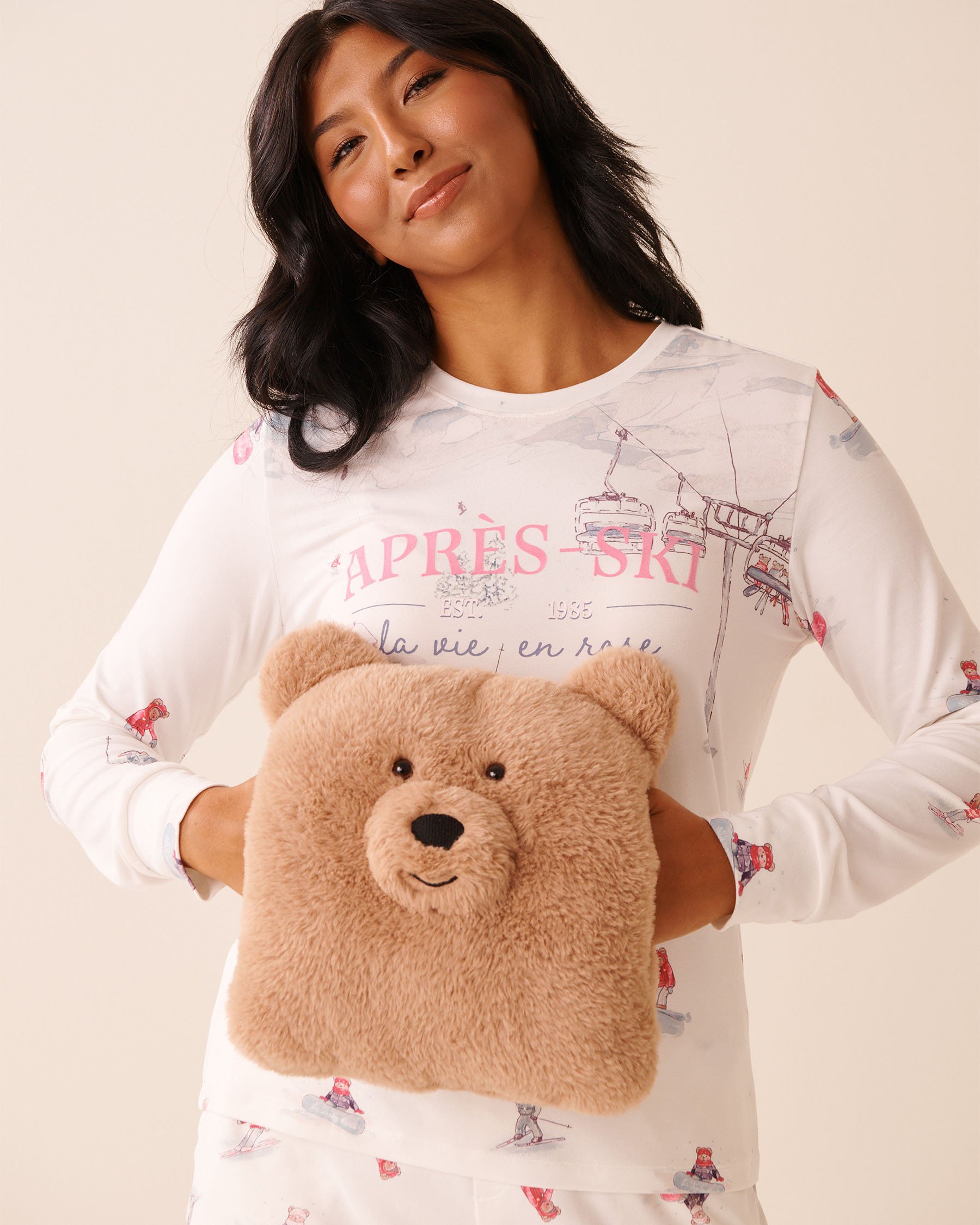 LA VIE EN ROSE Teddy Bear Hand Warmer Pillow Light Brown 40700427 - View2