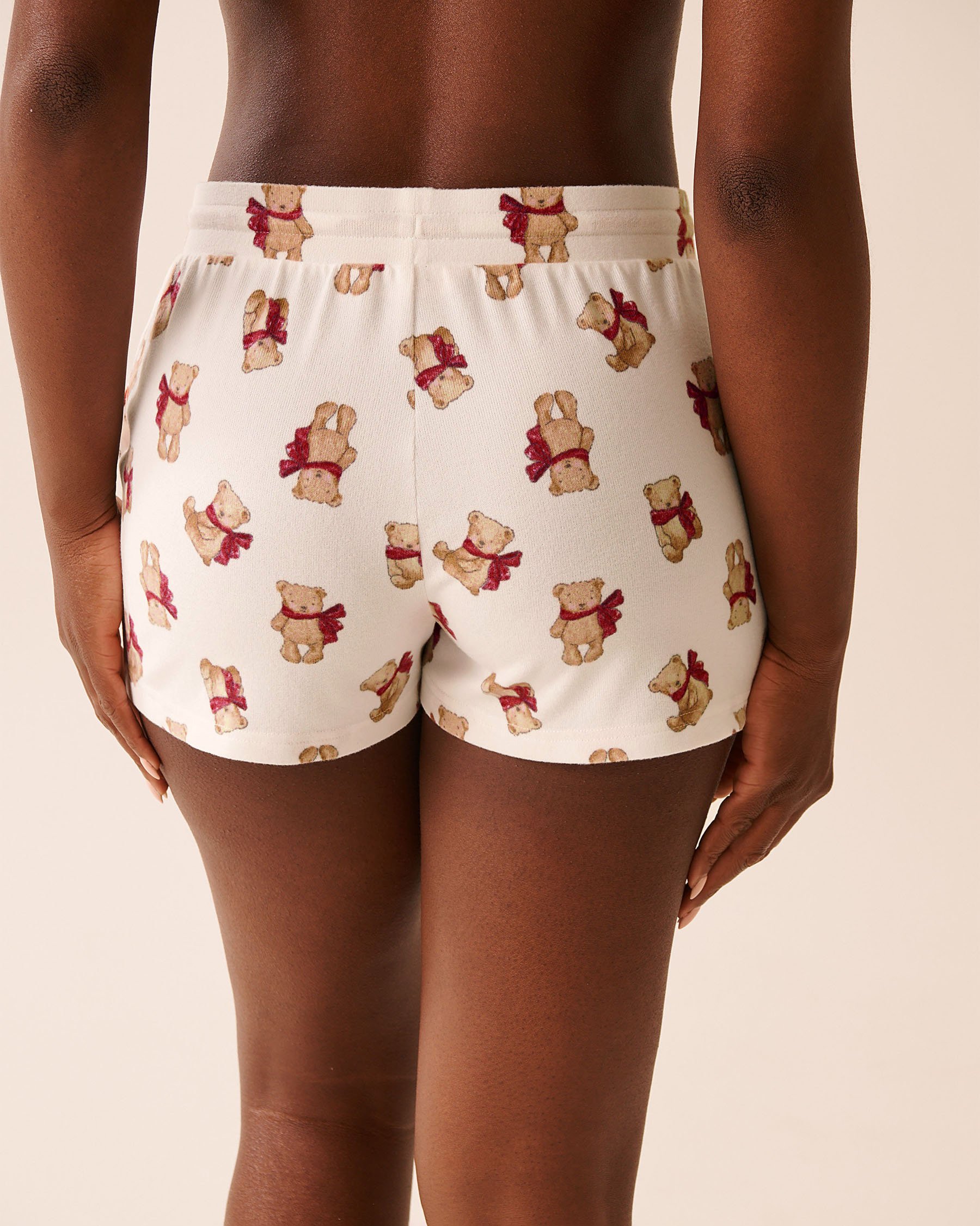 LA VIE EN ROSE Short de pyjama en fibres recyclées imprimé ourson Blanc/Oursons 40200780 - View2