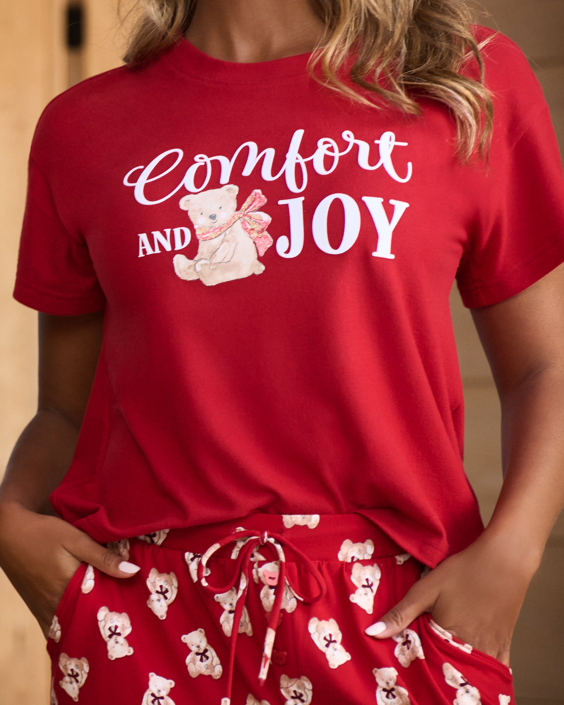 LA VIE EN ROSE Teddy Bear Print Recycled Fibers T-shirt Red/Teddy Bears 40100791 - View1