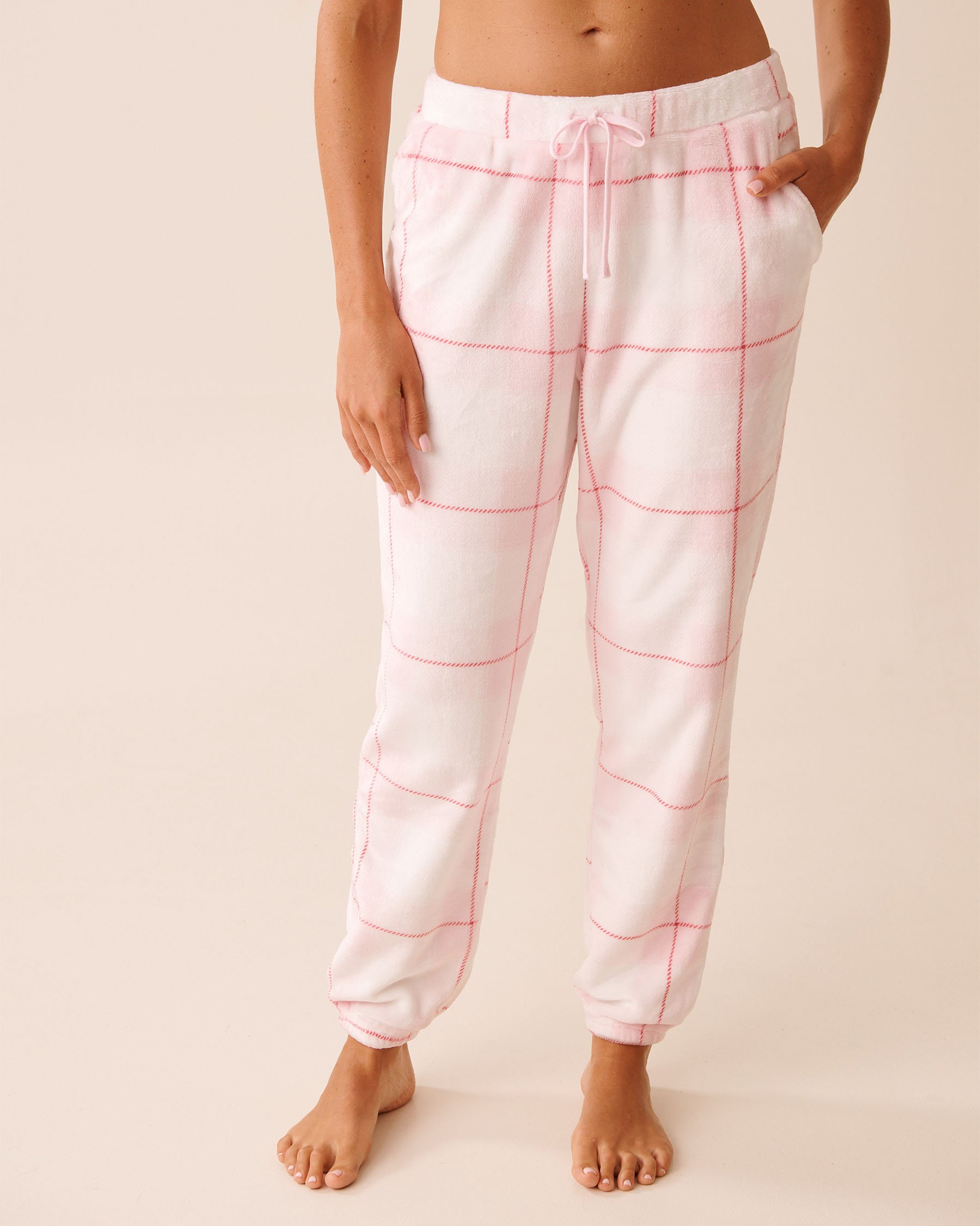 LA VIE EN ROSE Teddy Bear Print Soft Plush PJ Set Light Pink/Teddy Bear 40400091 - View7