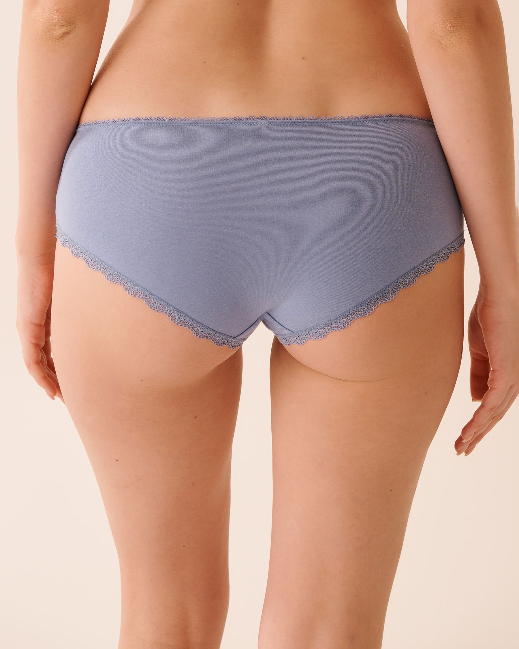 LA VIE EN ROSE Cotton and Lace Detail Hiphugger Panty Cloudy Blue 20100663 - View2