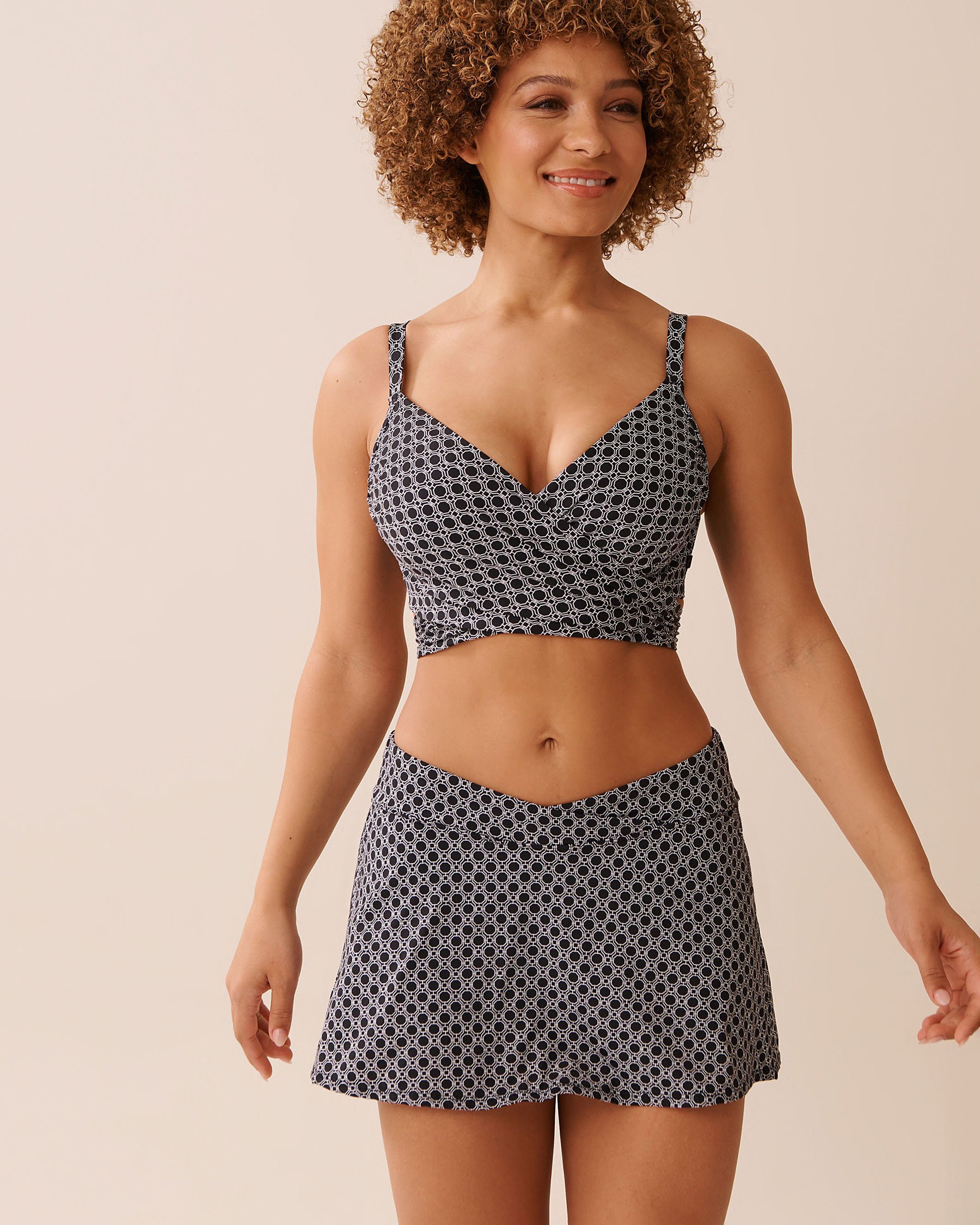 LA VIE EN ROSE AQUA BLACK TILE D Cup Draped Bikini Top Black Tile 70200194 - View1