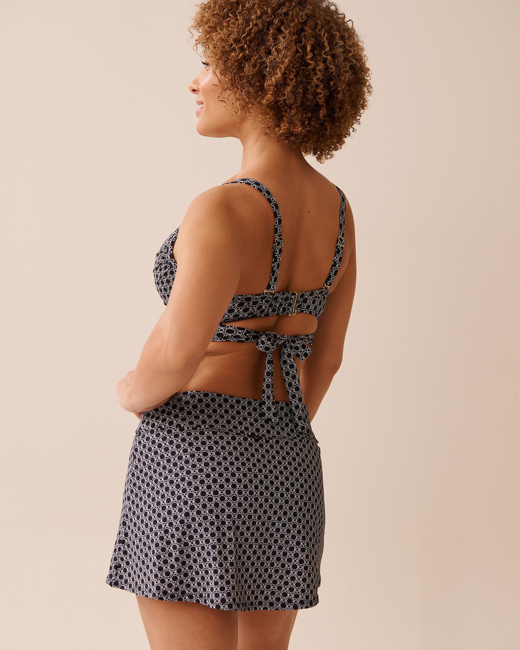 LA VIE EN ROSE AQUA BLACK TILE D Cup Draped Bikini Top Black Tile 70200194 - View2