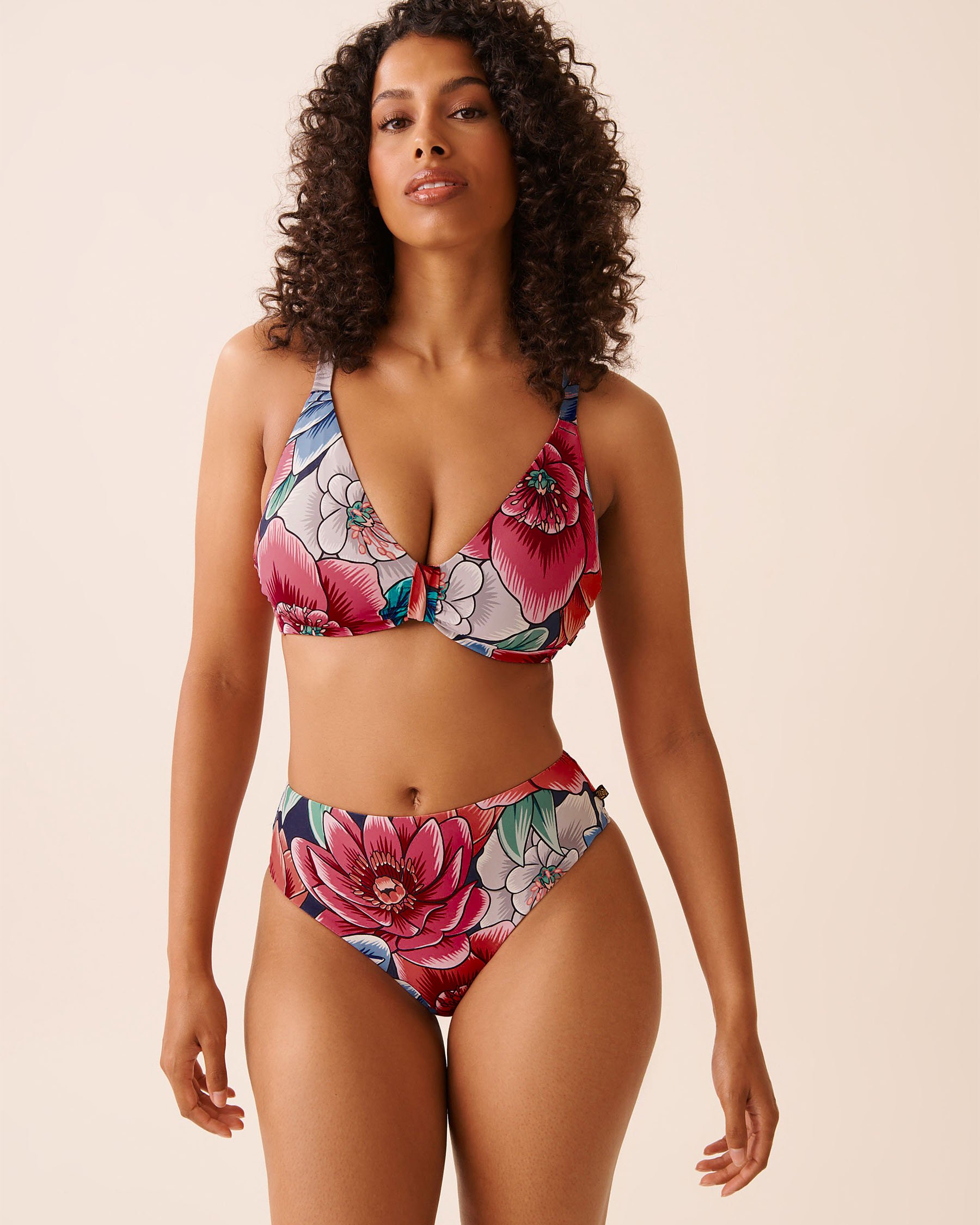 LA VIE EN ROSE AQUA Bas de bikini cheeky taille mi-haute FLORAL POP Fleurs pop 70300807 - Voir4