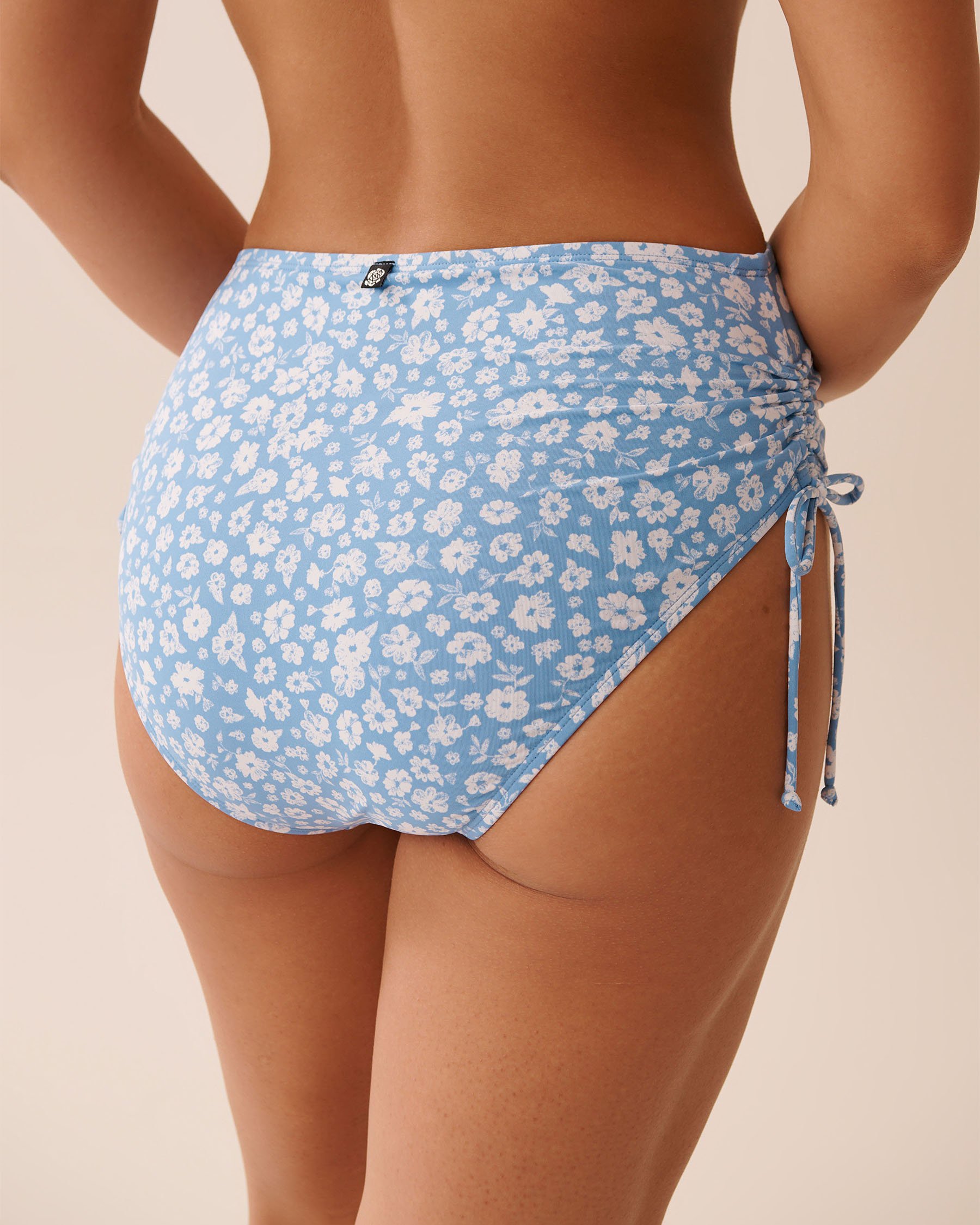 LA VIE EN ROSE AQUA BLUE MEADOW Side Tie High Waist Bikini Bottom Blue Meadow 70300809 - View2