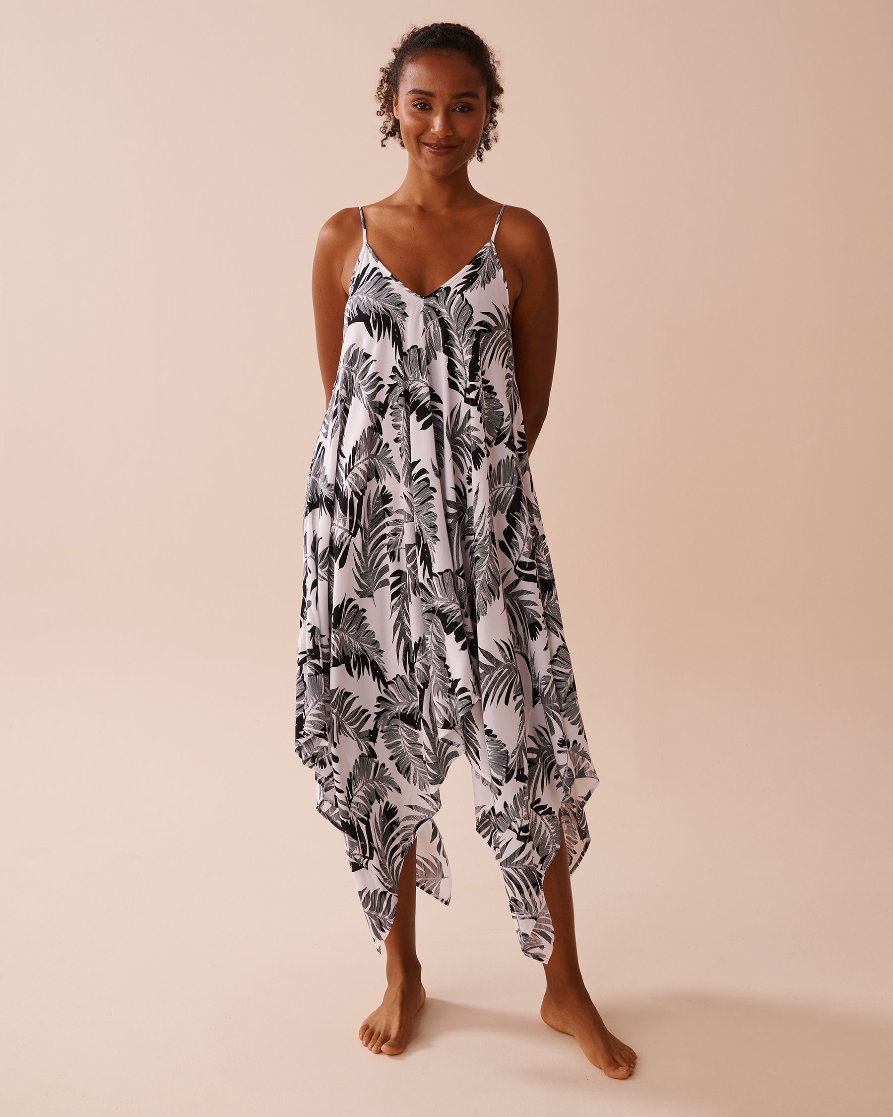 LA VIE EN ROSE AQUA Robe longue fluide Feuillage monochrome 80300105 - View1