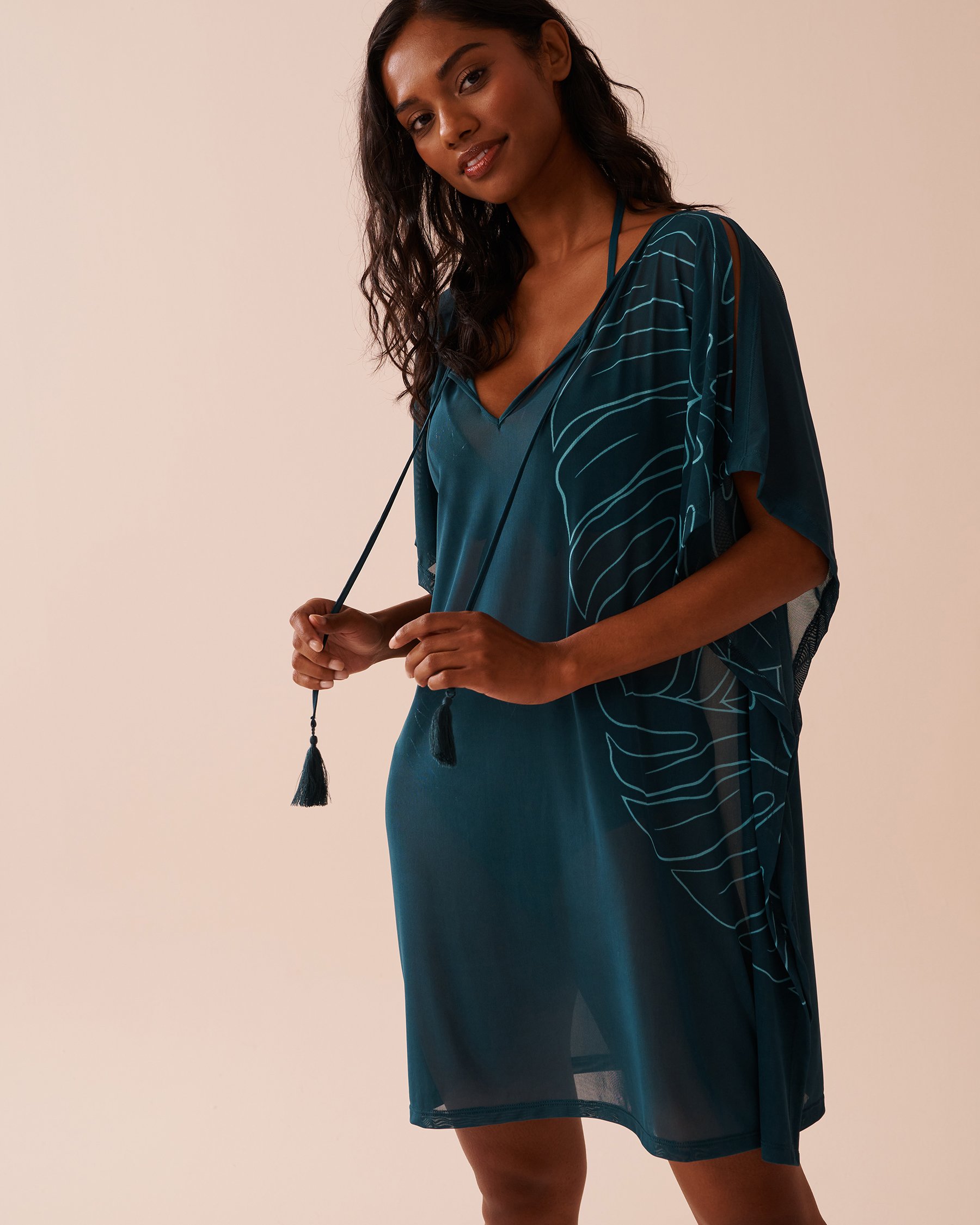 LA VIE EN ROSE AQUA Mesh Poncho Deep Teal 80400062 - View4