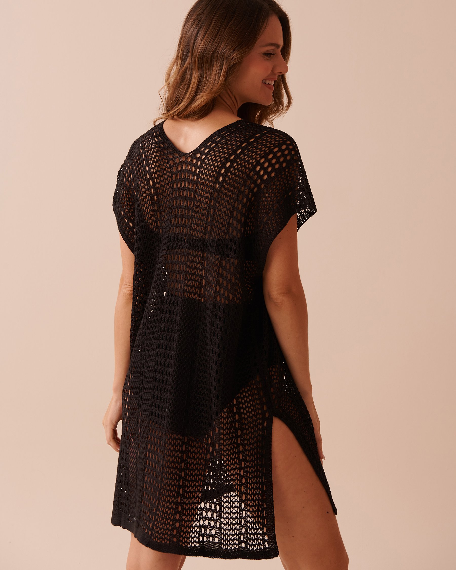 LA VIE EN ROSE AQUA Tunique manches courtes en crochet Noir 80400061 - Voir2