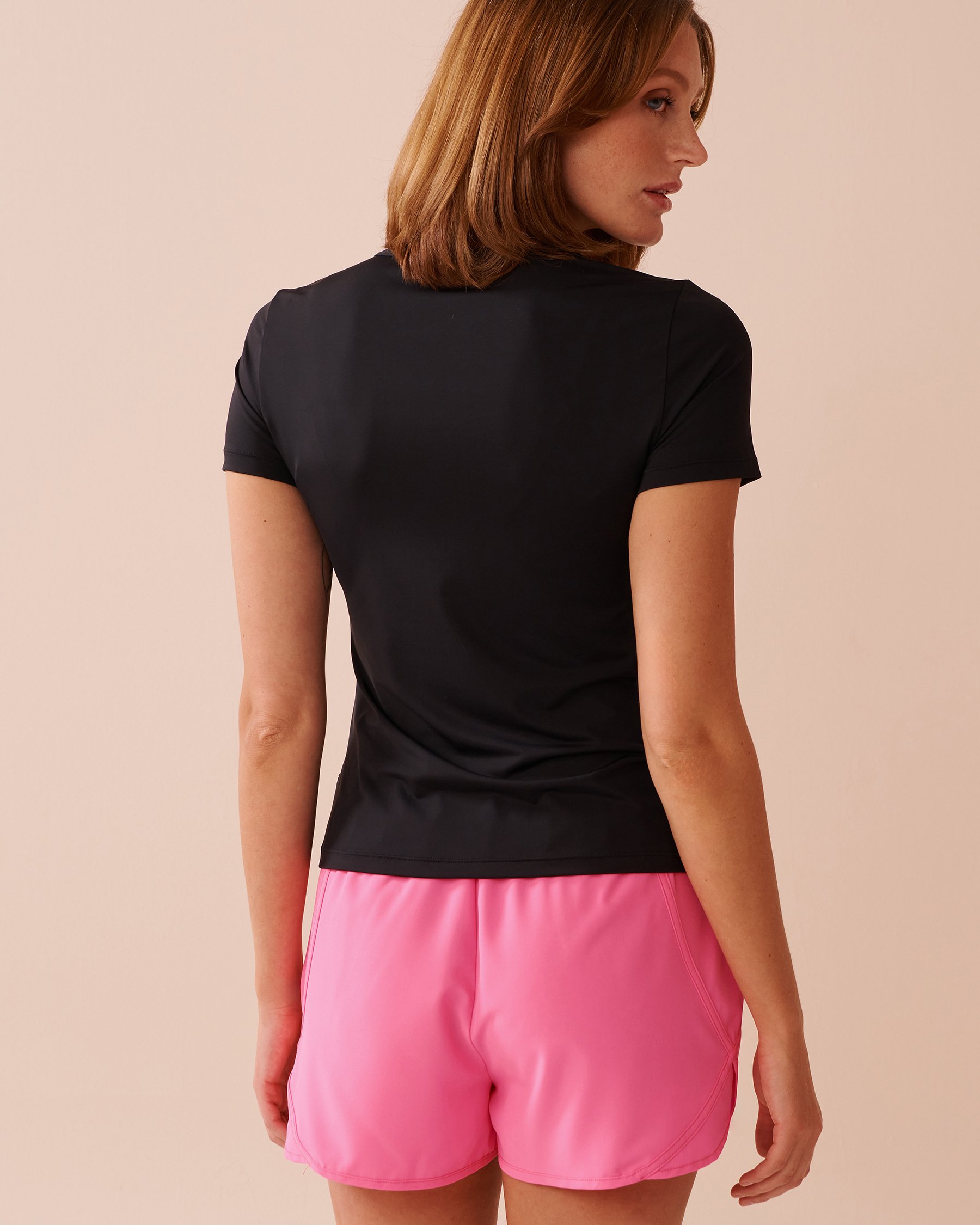 LA VIE EN ROSE AQUA Zip-up Short-Sleeve Rashguard Black 80100027 - View2