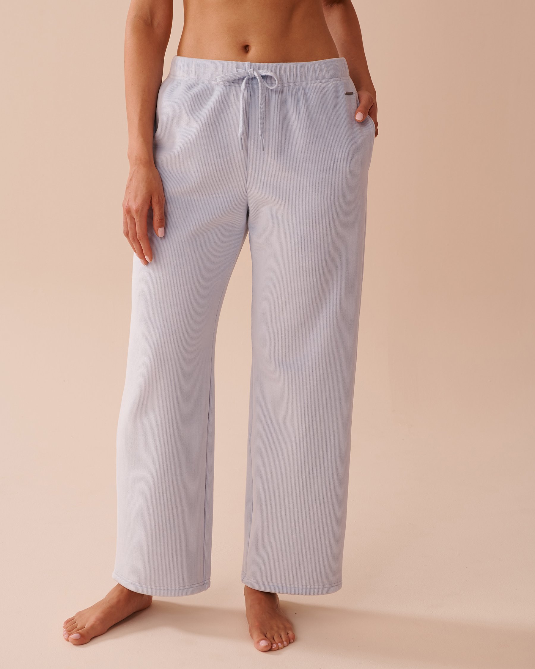 LA VIE EN ROSE Heavy Ribbed Pants Icy Blue 50200085 - View1