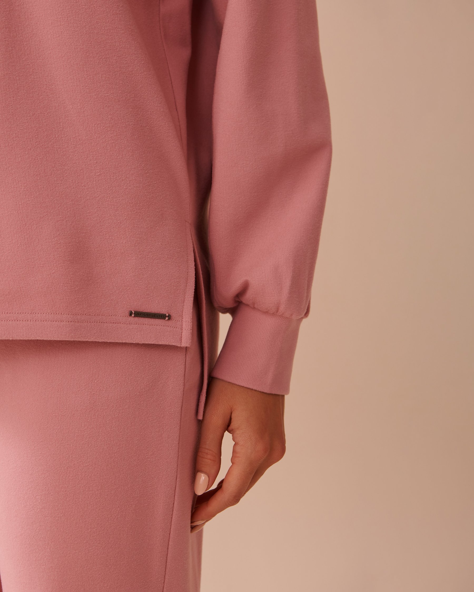 LA VIE EN ROSE Lightly Ribbed Crew Neck Sweatshirt Old Pink 50100099 - View3