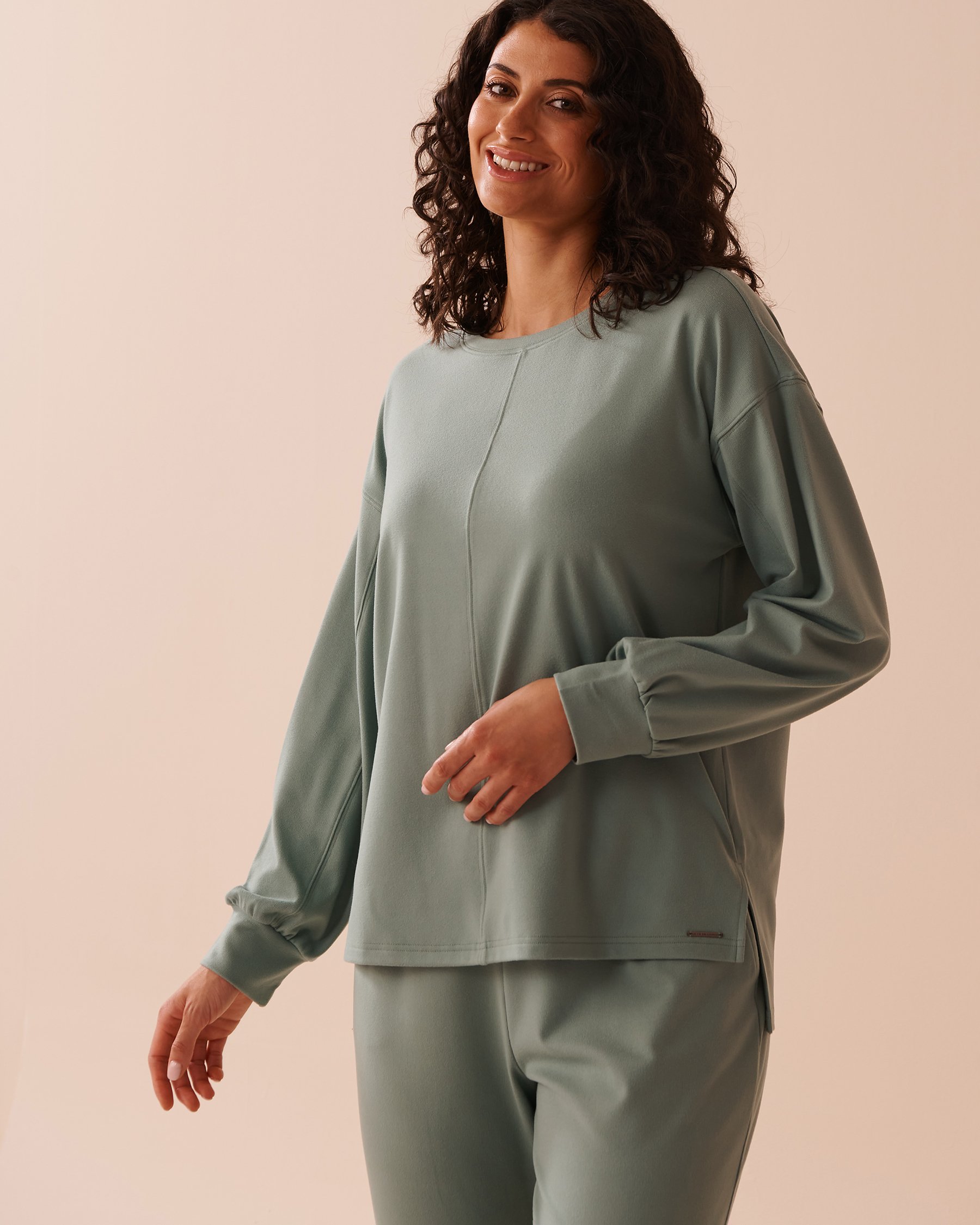 LA VIE EN ROSE Chandail manches longues légèrement côtelé Vert olive 50100099 - View1