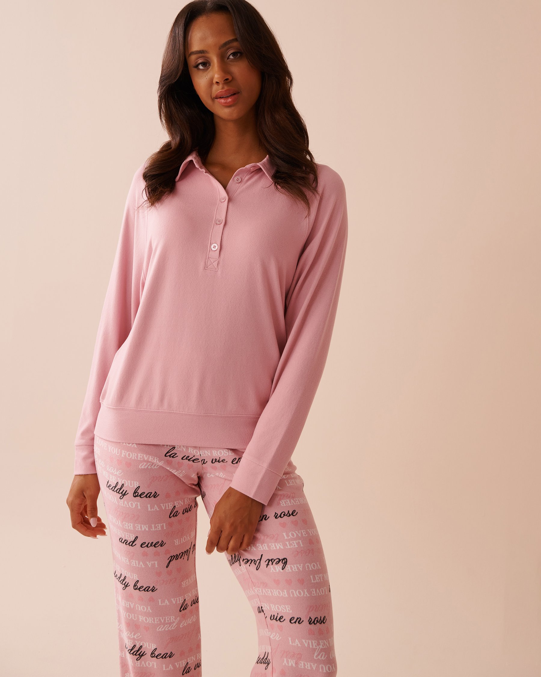 LA VIE EN ROSE Chandail manches longues en fibres recyclées Rose tendre 40100674 - View1