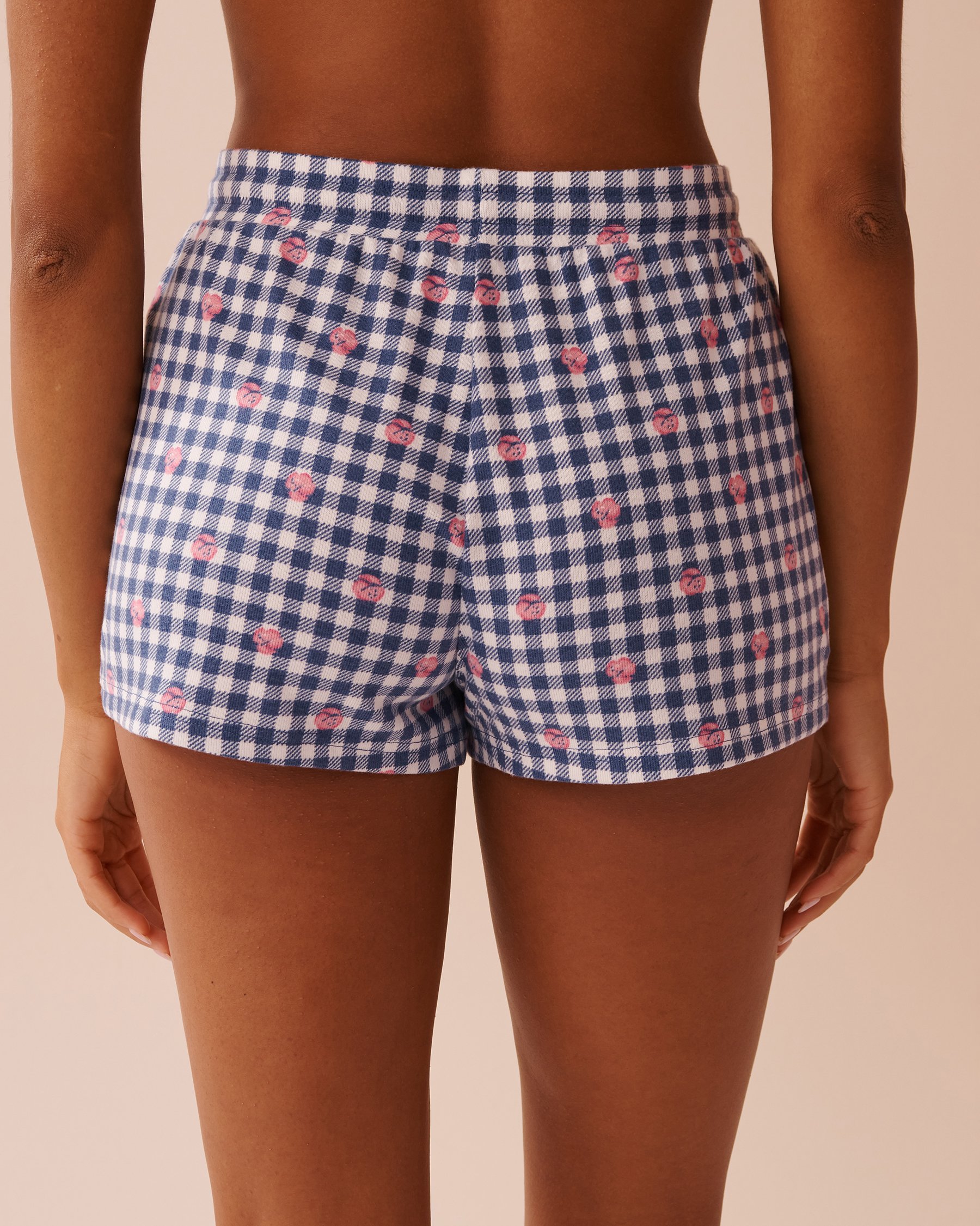 LA VIE EN ROSE Gingham Print Recycled Fibers Pajama Shorts Gingham/Roses 40200660 - View2