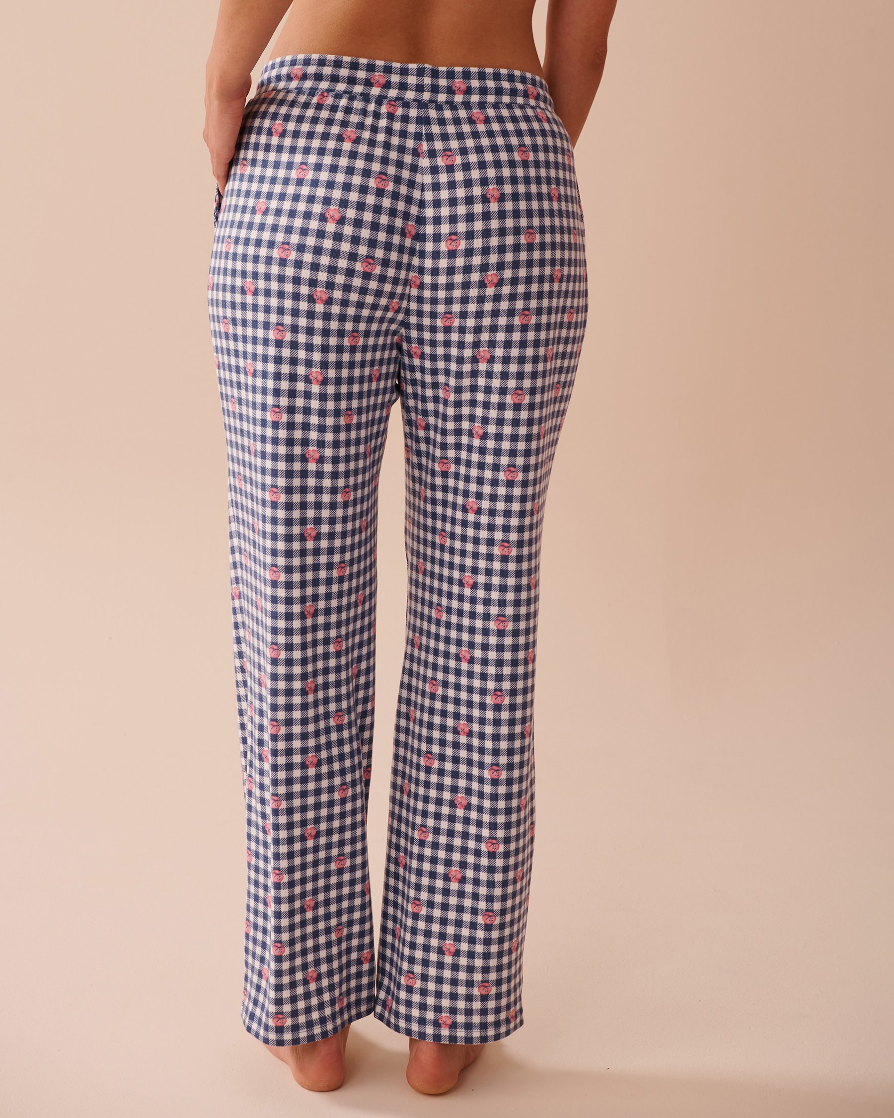 LA VIE EN ROSE Gingham Print Recycled Fibers Pajama Pants Gingham/Roses 40200662 - View2