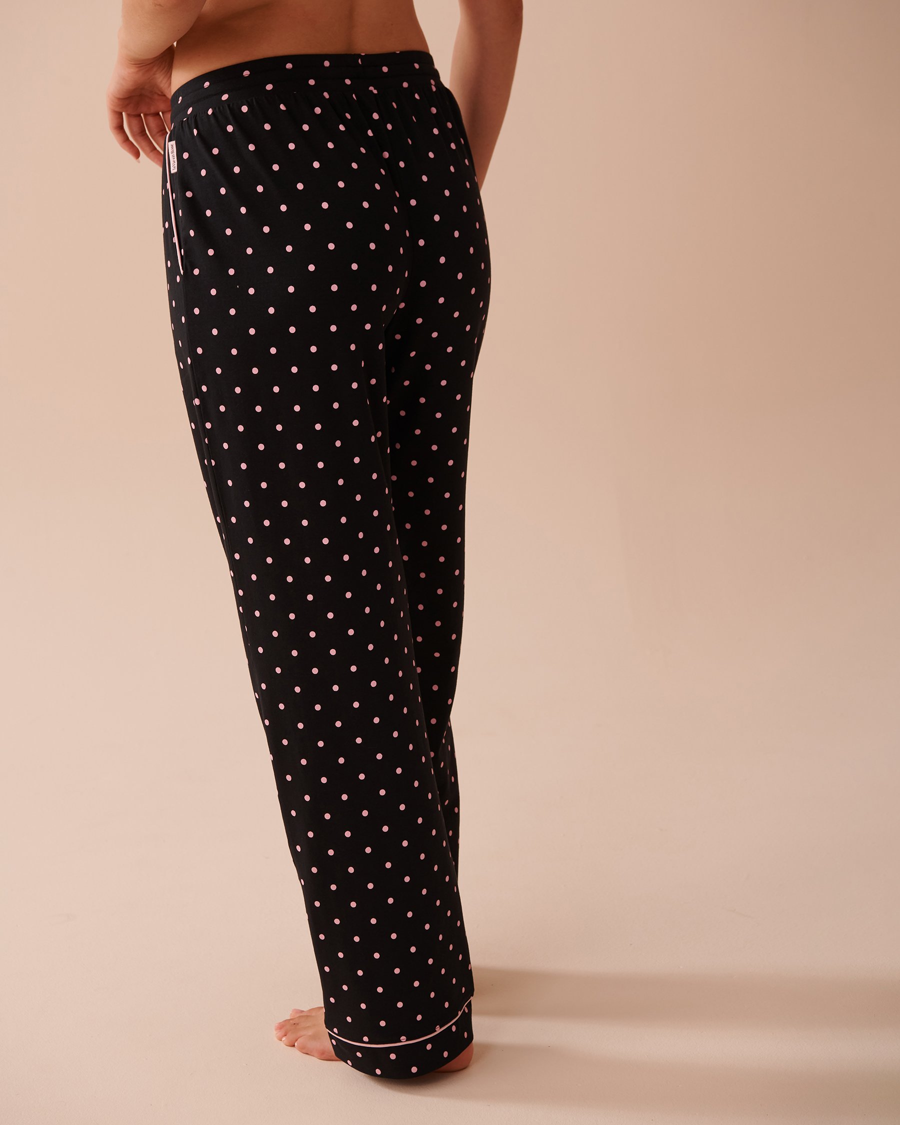 LA VIE EN ROSE Cotton Pajama Pants Dotted Black 40200664 - View3