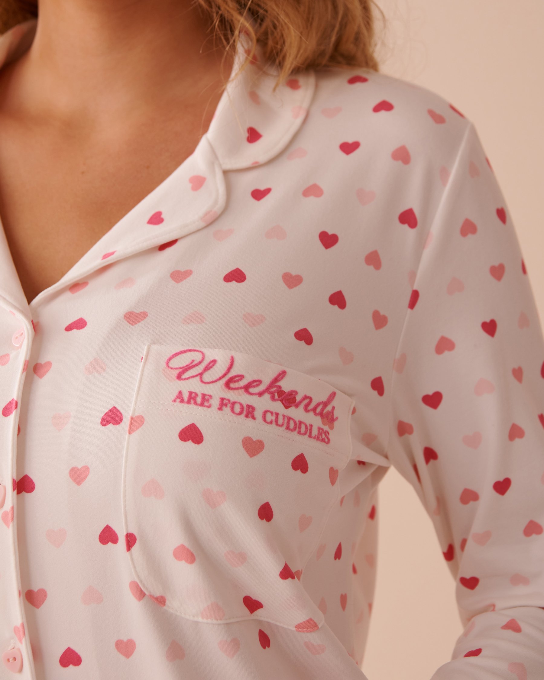 LA VIE EN ROSE Heart Print Super Soft Sleepshirt White/Pink Hearts 40500410 - View3