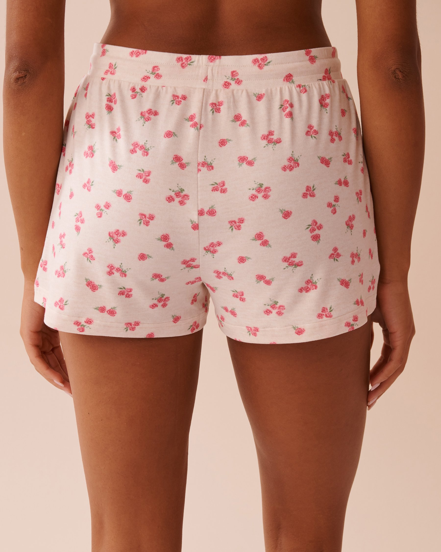 LA VIE EN ROSE Rose Print Super Soft Shorts Oatmeal/Roses 40200675 - View2
