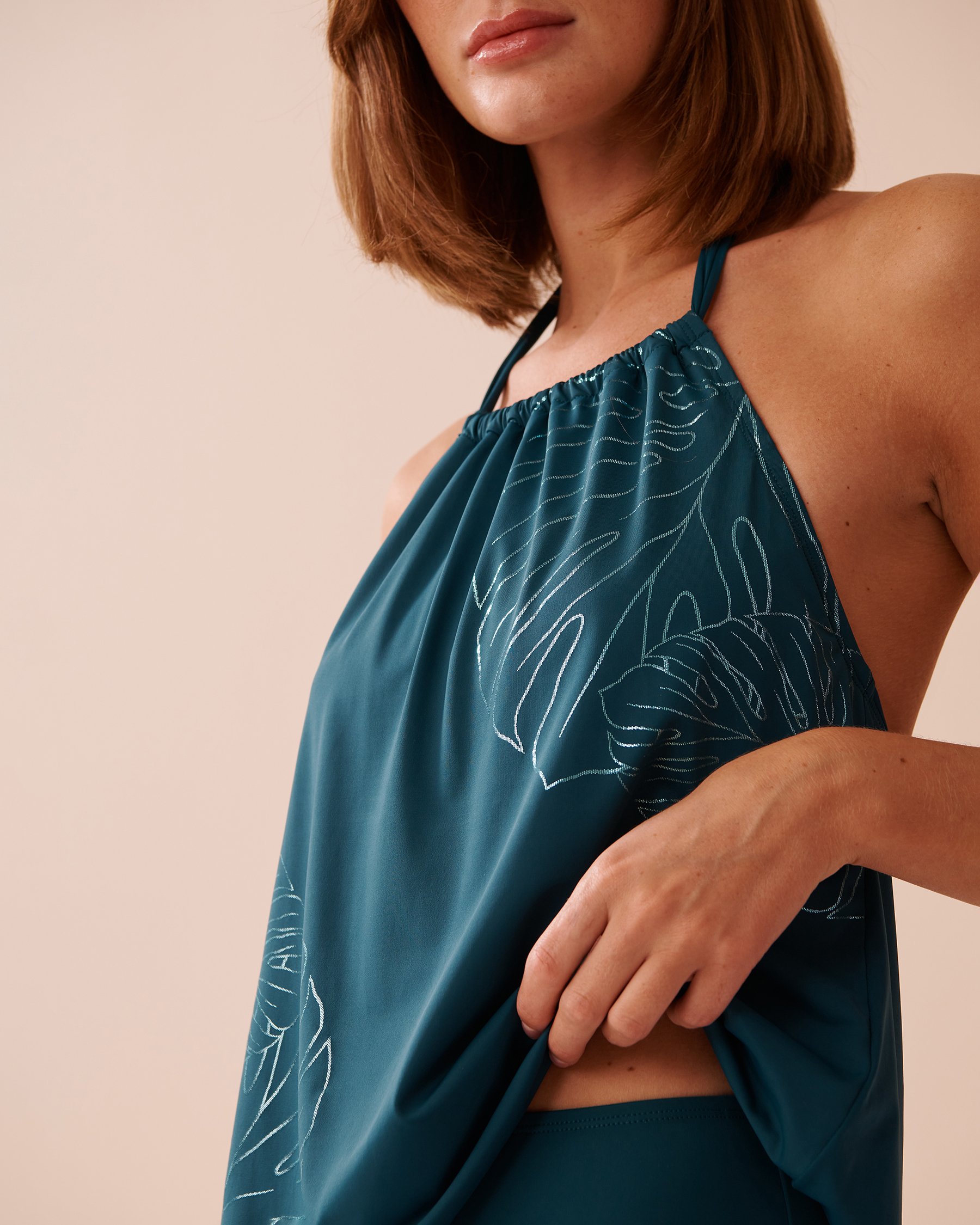 LA VIE EN ROSE AQUA MONSTERA Halter Tankini Top Monstera 70100695 - View3