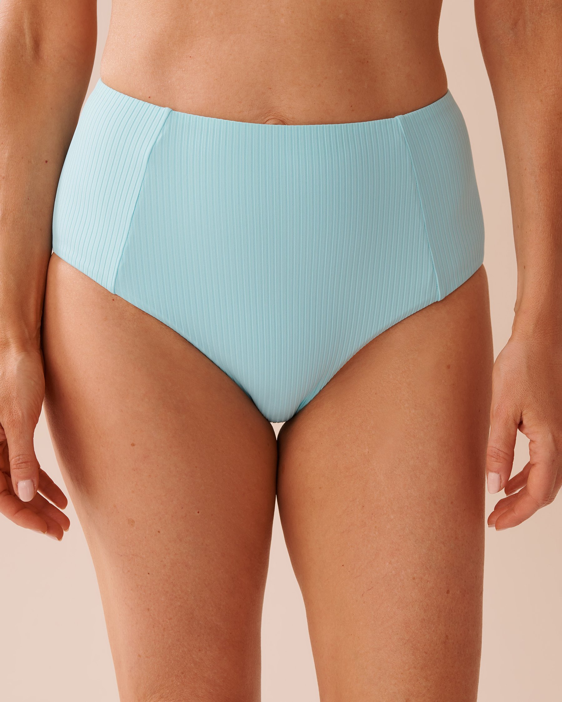 LA VIE EN ROSE AQUA Bas de bikini taille haute texturé CYAN BLUE Bleu cyan 70300640 - View1