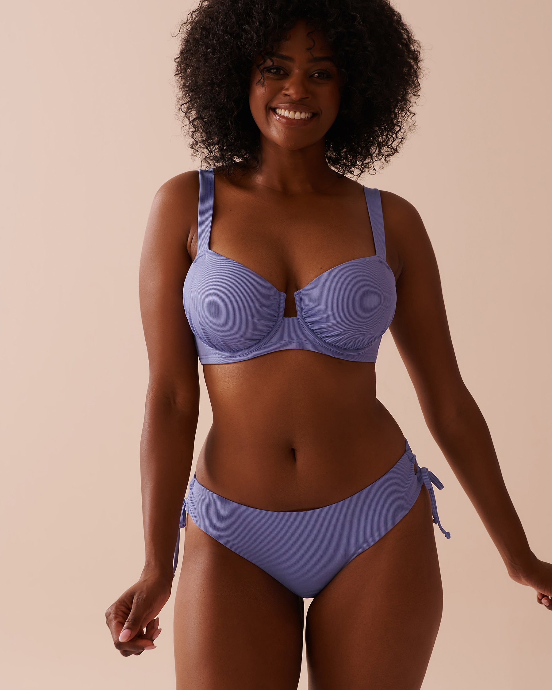 LA VIE EN ROSE AQUA PERIWINKLE Recycled Fibers Side Tie Cheeky Bikini Bottom Periwinkle 70300649 - View6