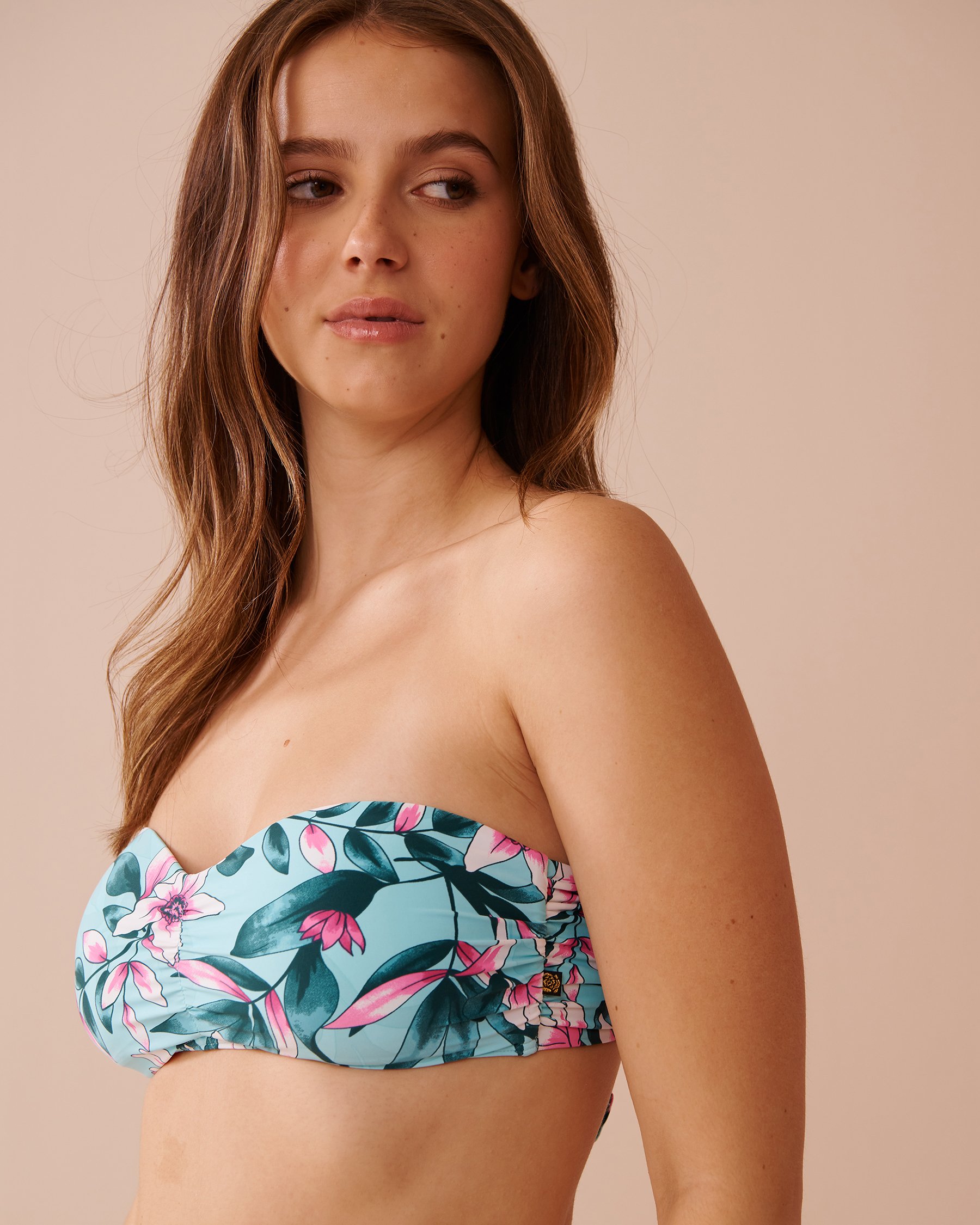 LA VIE EN ROSE AQUA BEACH BLOOMS Bandeau Bikini Top Beach Blooms 70100708 - View4