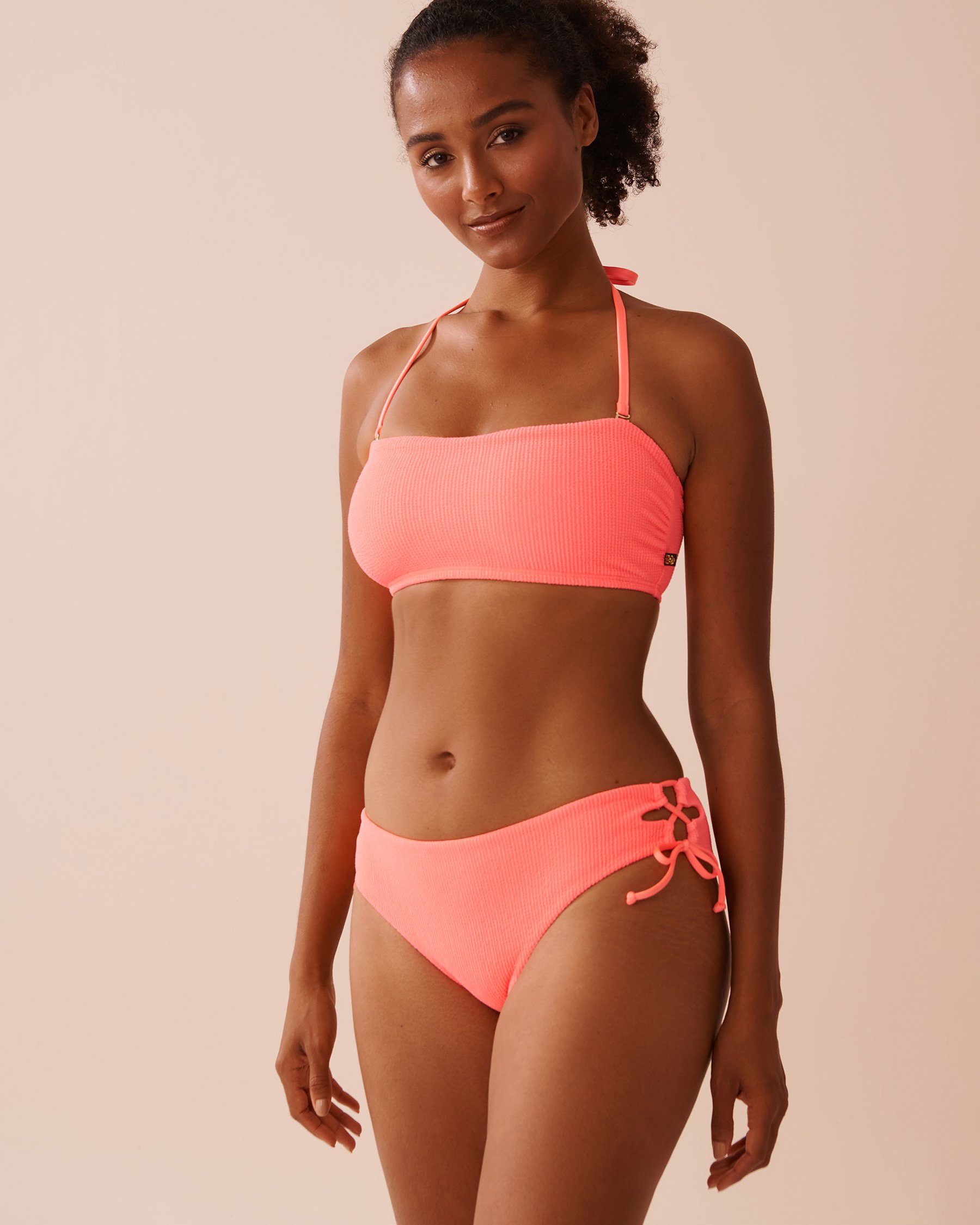 LA VIE EN ROSE AQUA Haut de bikini bandeau texturé CORAL CRUSH Éclat corail 70100697 - View1