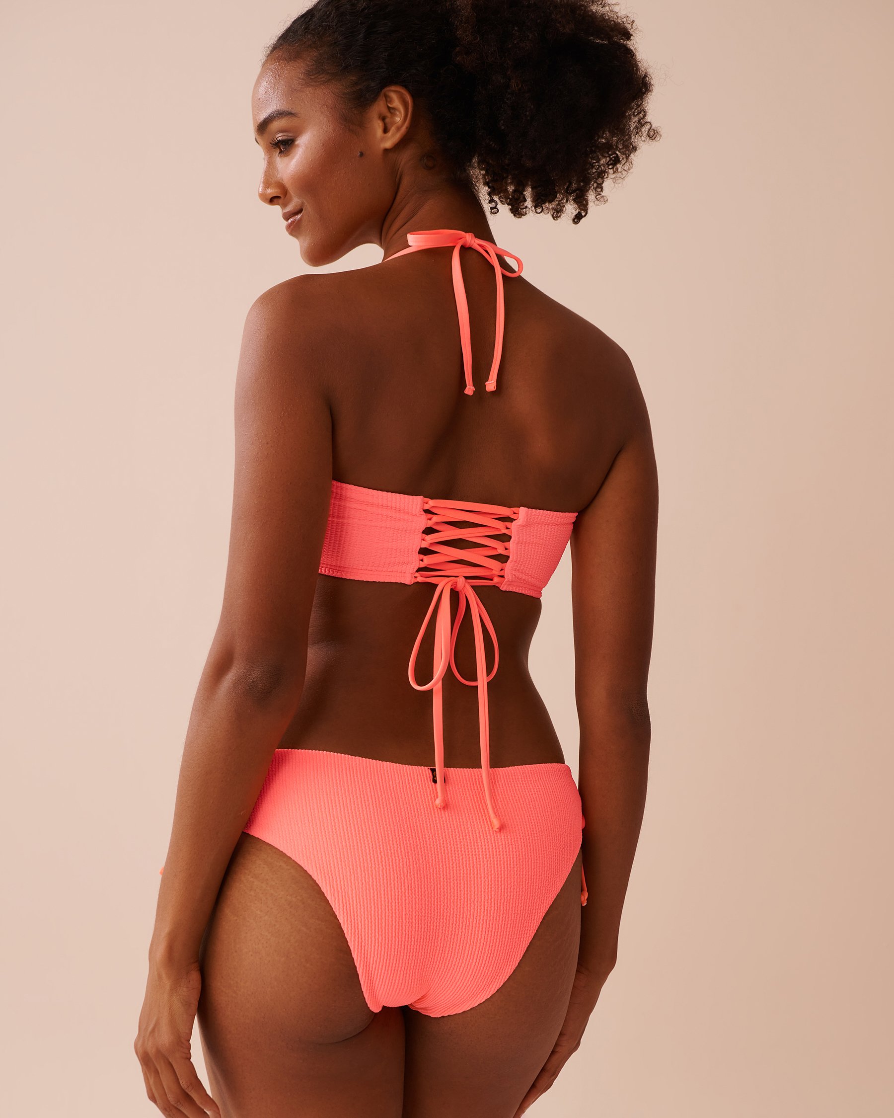LA VIE EN ROSE AQUA Haut de bikini bandeau texturé CORAL CRUSH Éclat corail 70100697 - View2