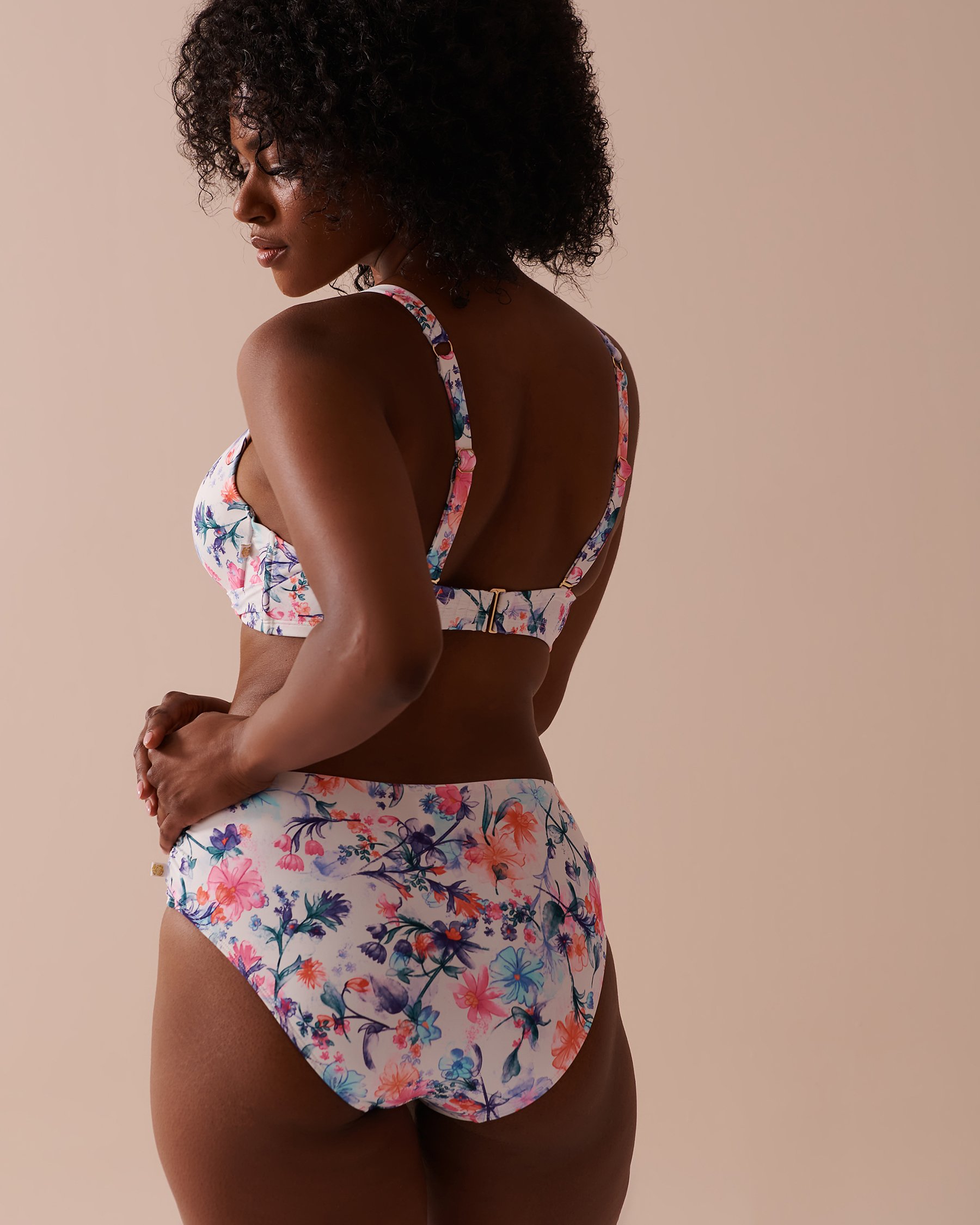 LA VIE EN ROSE AQUA Haut de bikini plongeant bonnet D WATERCOLOUR Fleurs en aquarelle 70200151 - Voir6