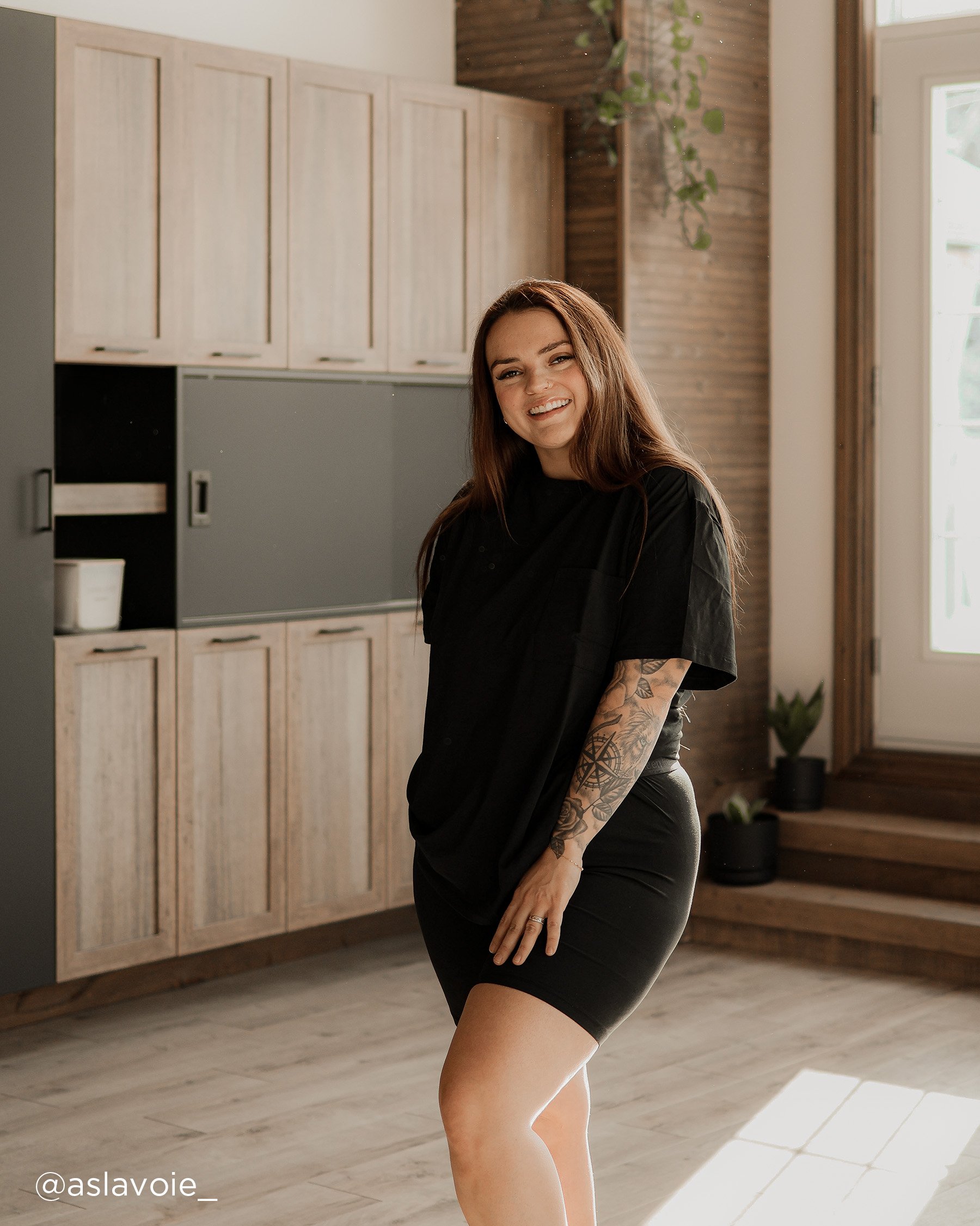 LA VIE EN ROSE Cotton Biker Style Pajama Shorts Black 40200665 - View3