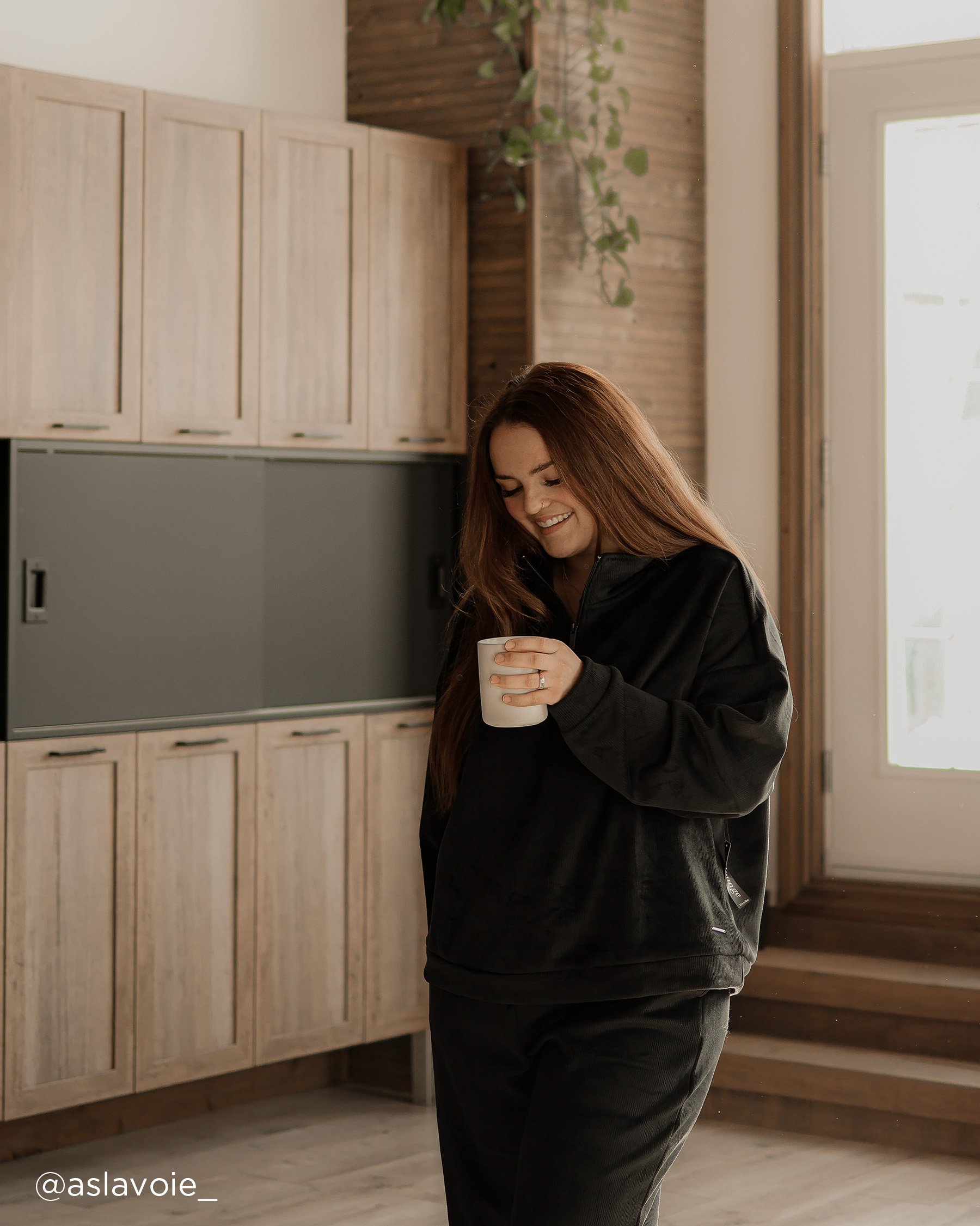 LA VIE EN ROSE Chandail demi-zip épais en tissu côtelé Noir 50100098 - Voir5