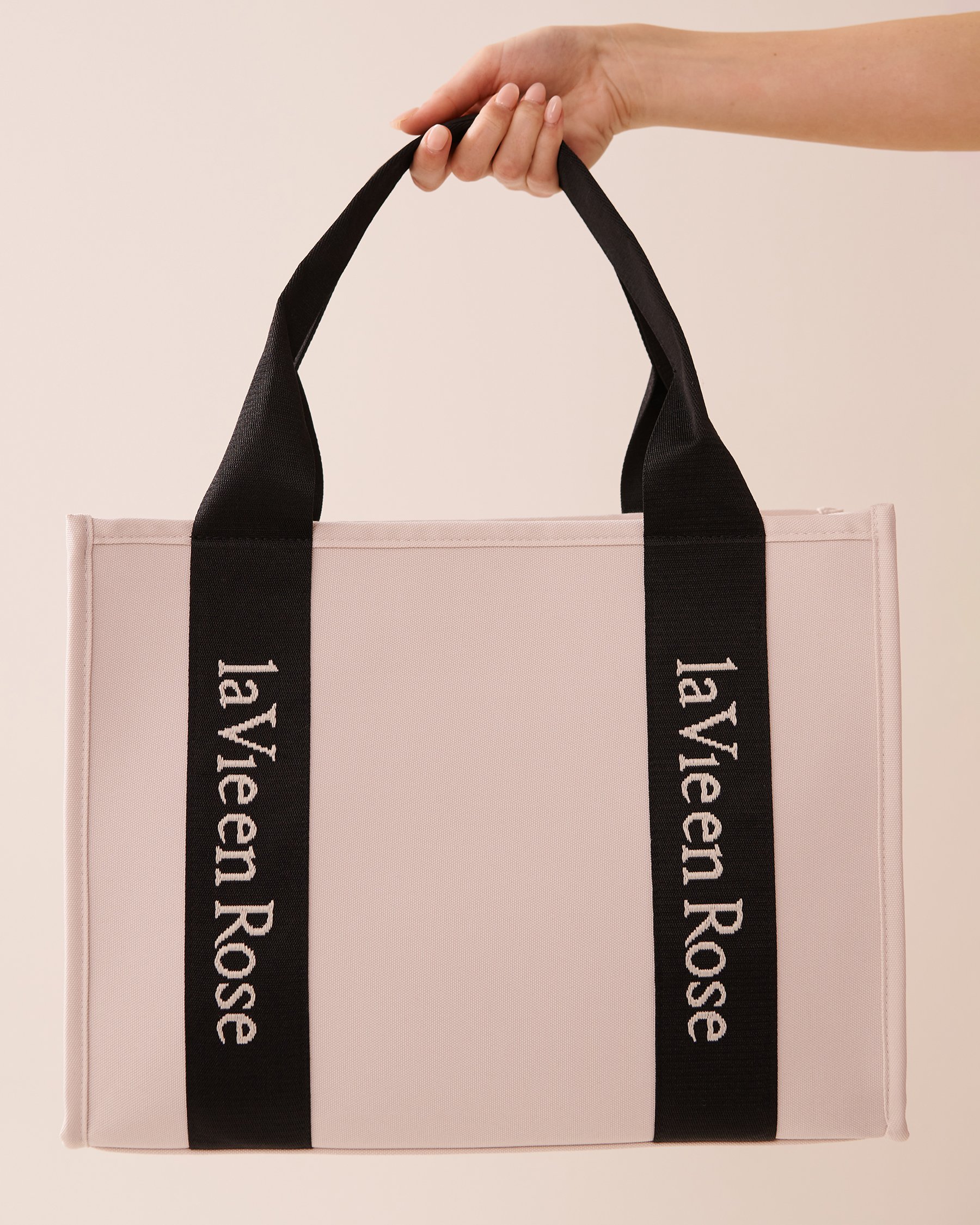 LA VIE EN ROSE Sturdy Canvas Tote Bag Light Beige 40700376 - View1