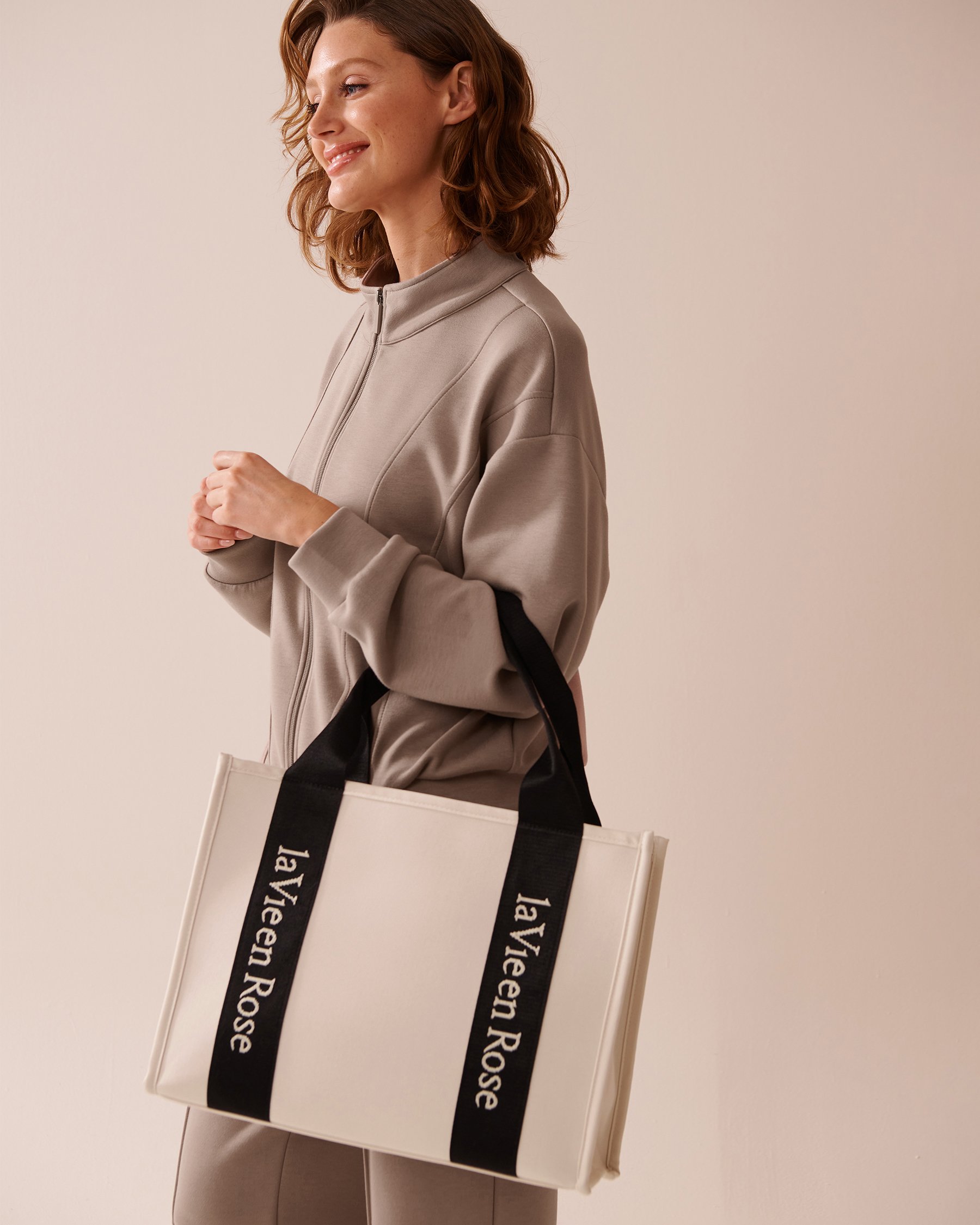 LA VIE EN ROSE Sac fourre-tout en toile robuste Beige clair 40700376 - Voir3