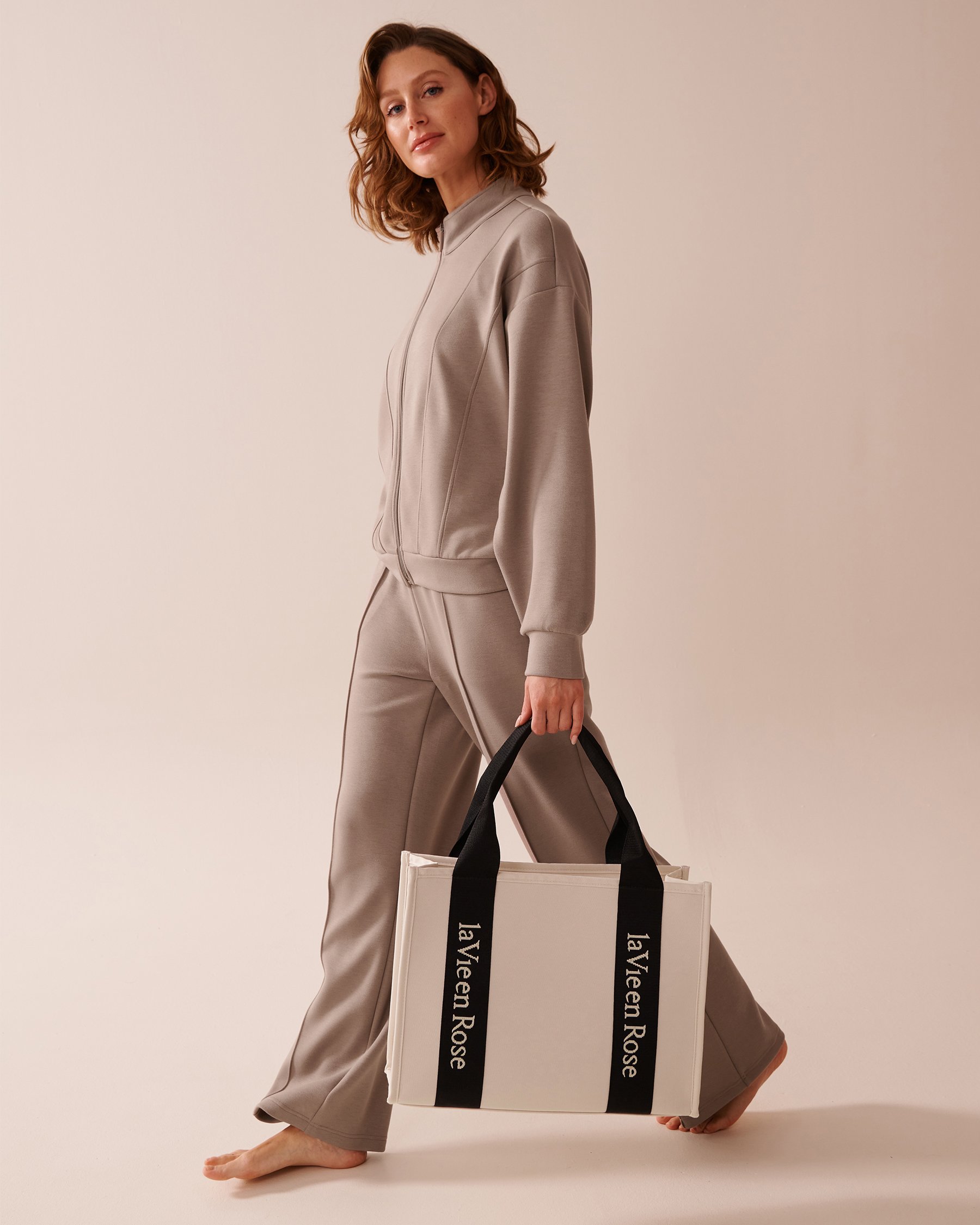 LA VIE EN ROSE Sac fourre-tout en toile robuste Beige clair 40700376 - Voir4