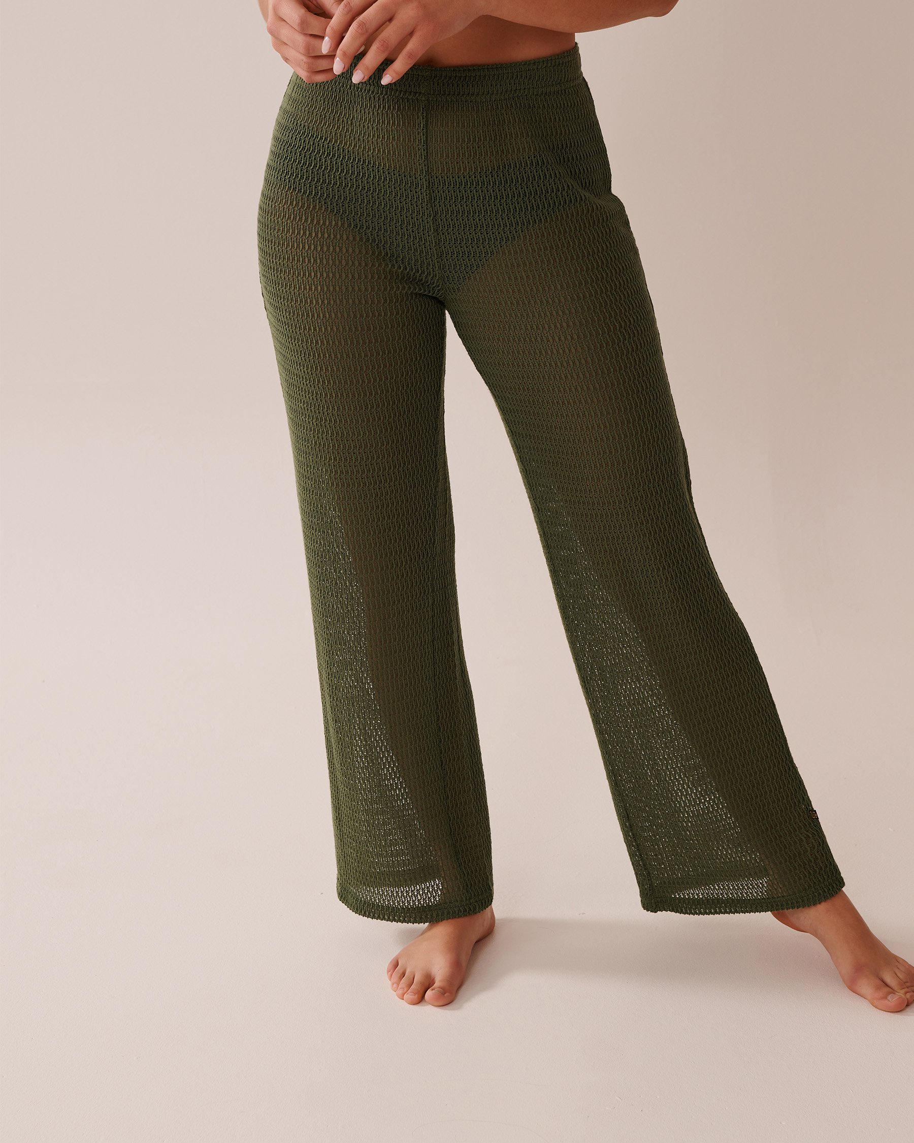 LA VIE EN ROSE AQUA Crochet Pants Olive Green 80200062 - View3