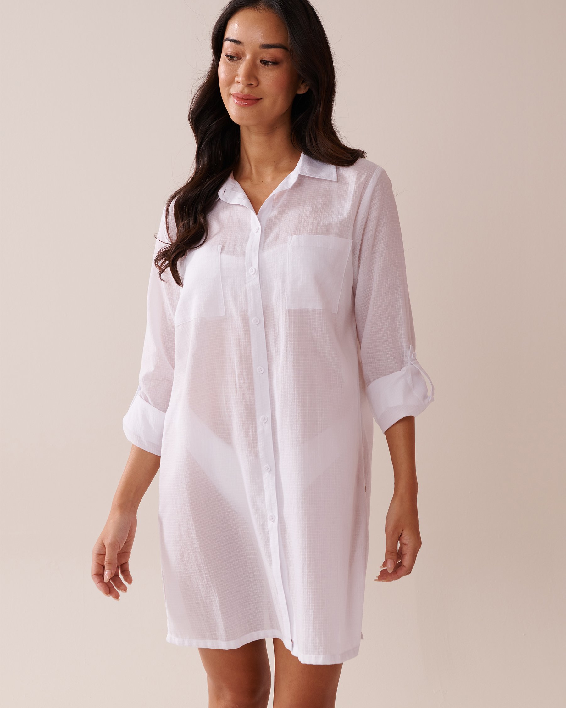 LA VIE EN ROSE AQUA Chemise longue en coton Blanc 80400064 - View2