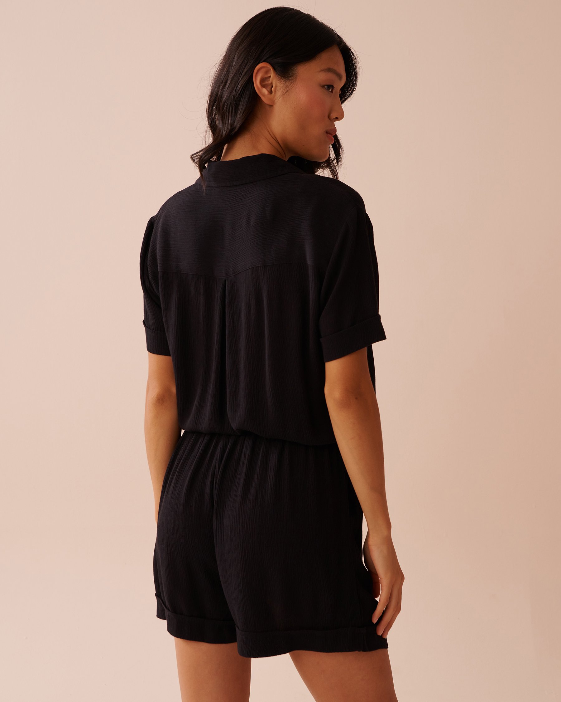 LA VIE EN ROSE AQUA Gauze Romper Black 80300111 - View2