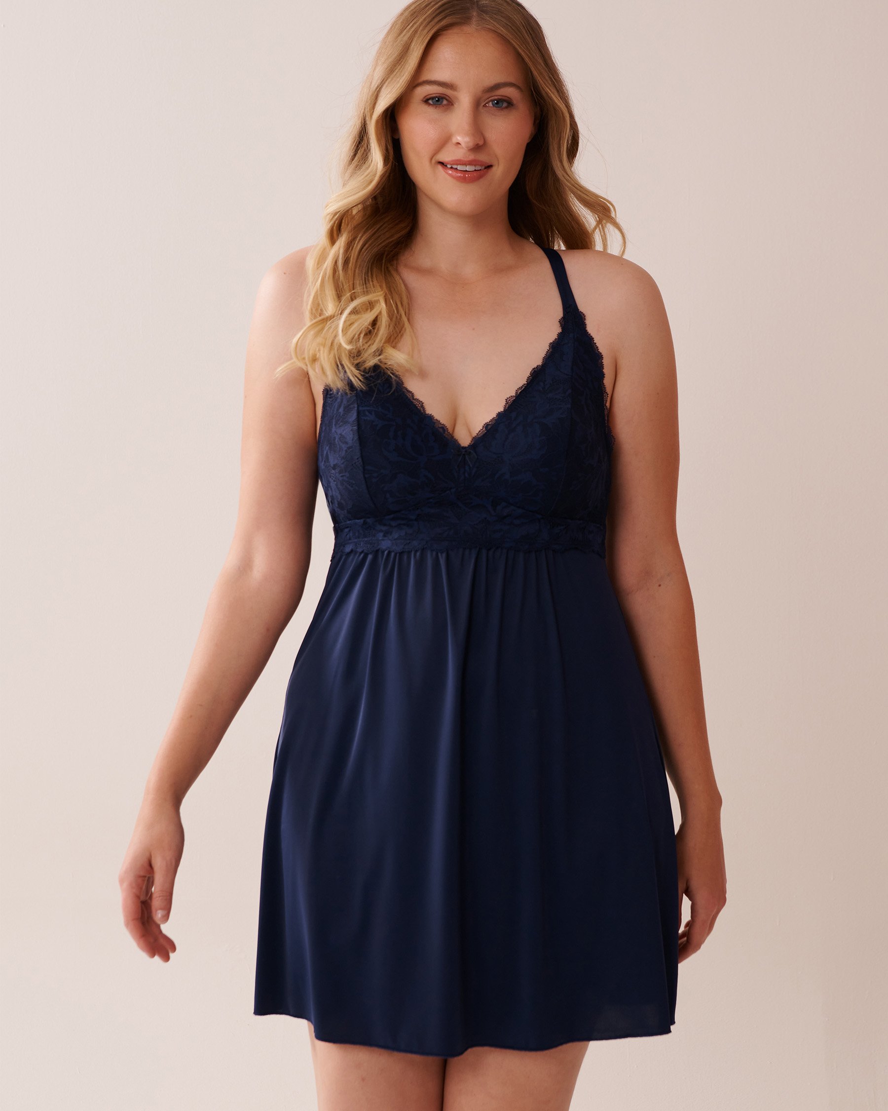 LA VIE EN ROSE Nuisette détails de dentelle Bleu marine 60500185 - Voir5