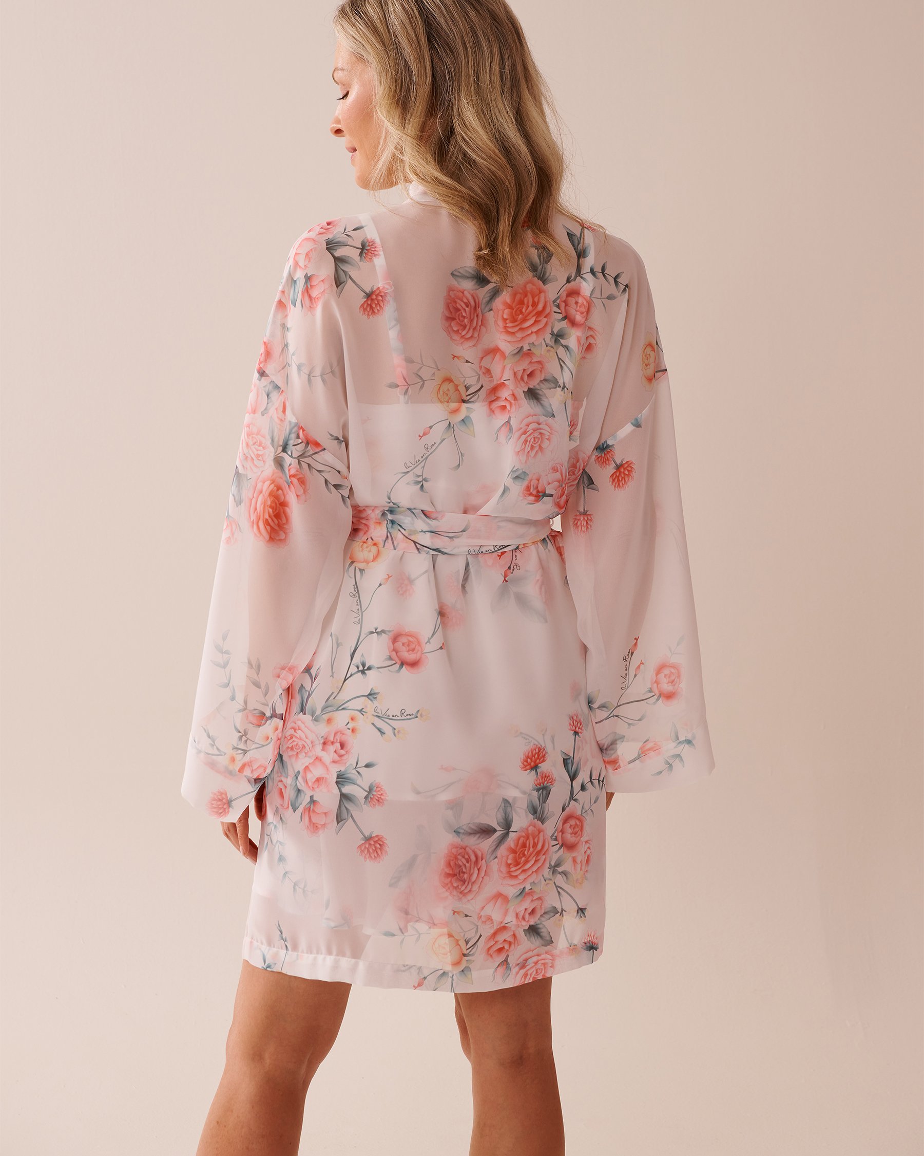 LA VIE EN ROSE Romantic Bouquet Chiffon Kimono Romantic Bouquet 60600090 - View2