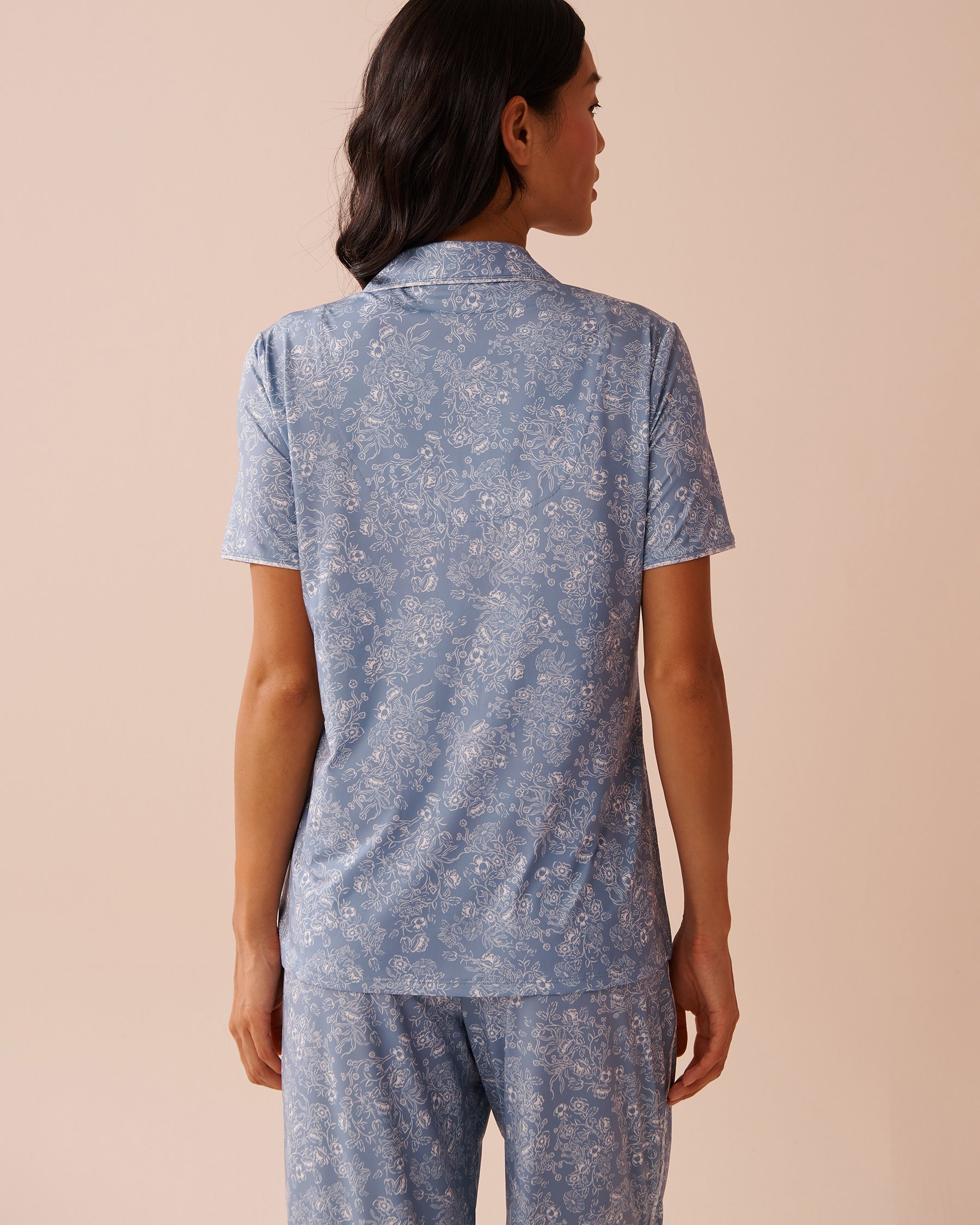 LA VIE EN ROSE Chemisier en fibres recyclées imprimé floral blanc Rosée du matin 60100131 - View2