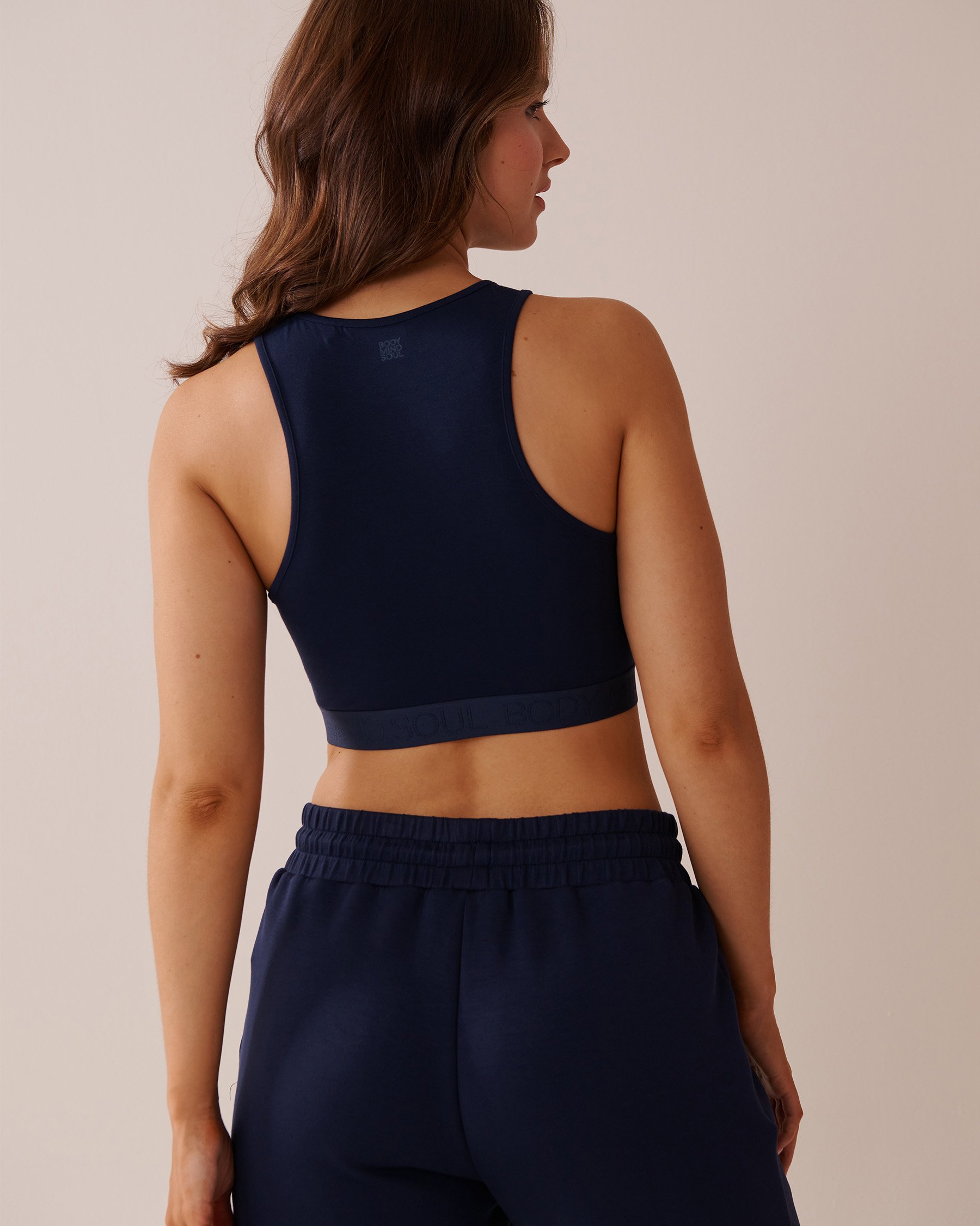 LA VIE EN ROSE Camisole courte en modal Bleu marine 50100103 - View2