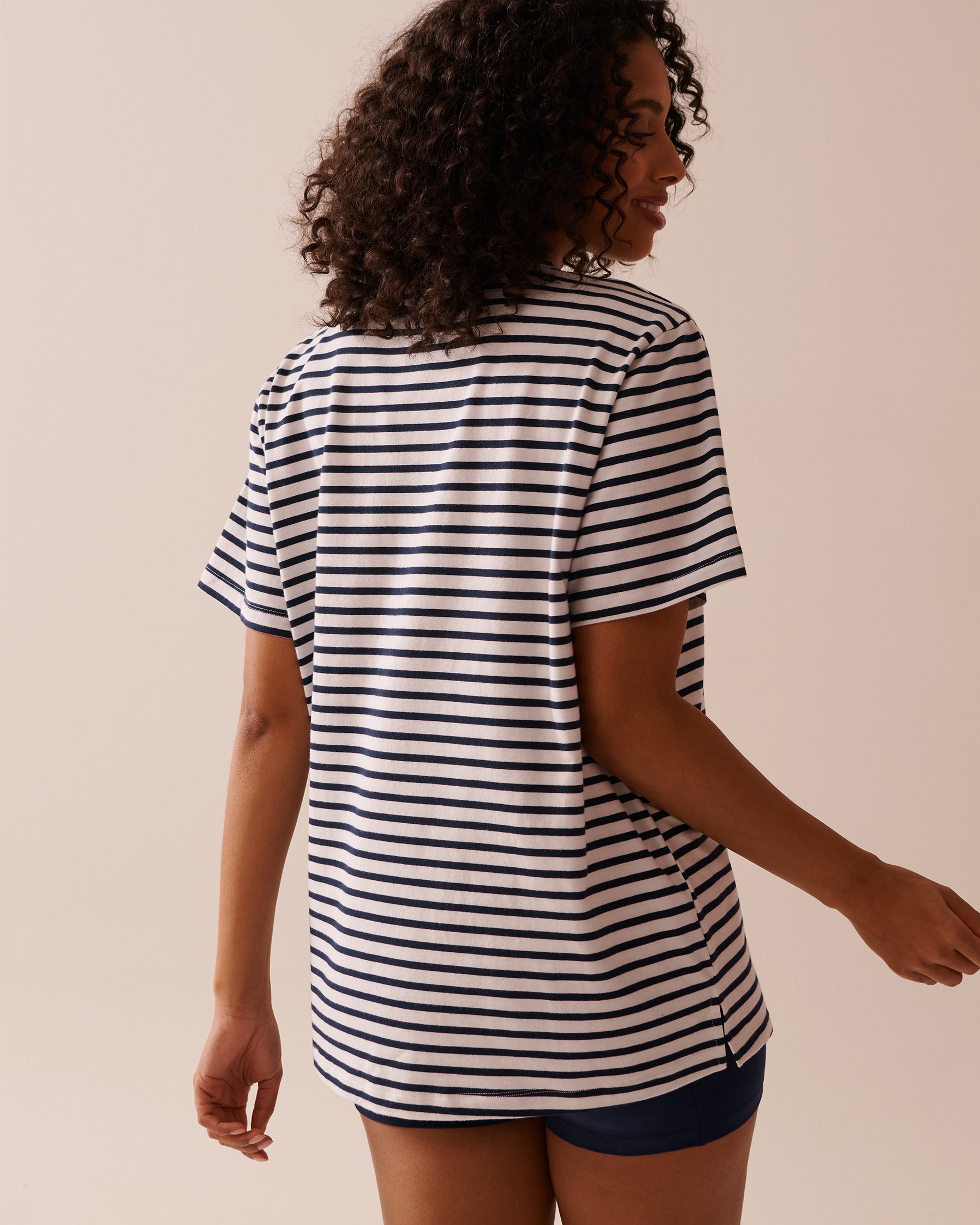 LA VIE EN ROSE T-shirt en coton rayures et imprimé citron Rayures nautiques 40100694 - View2