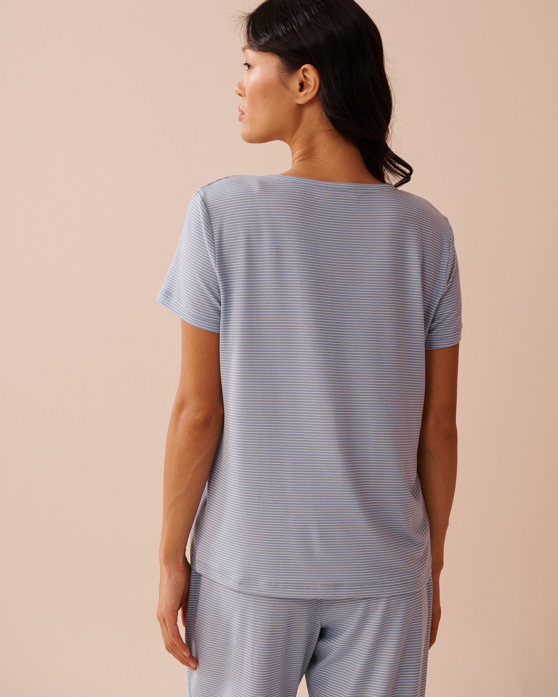 LA VIE EN ROSE Blue Stripe Super Soft T-shirt Cloud Blue Stripes 40100709 - View2