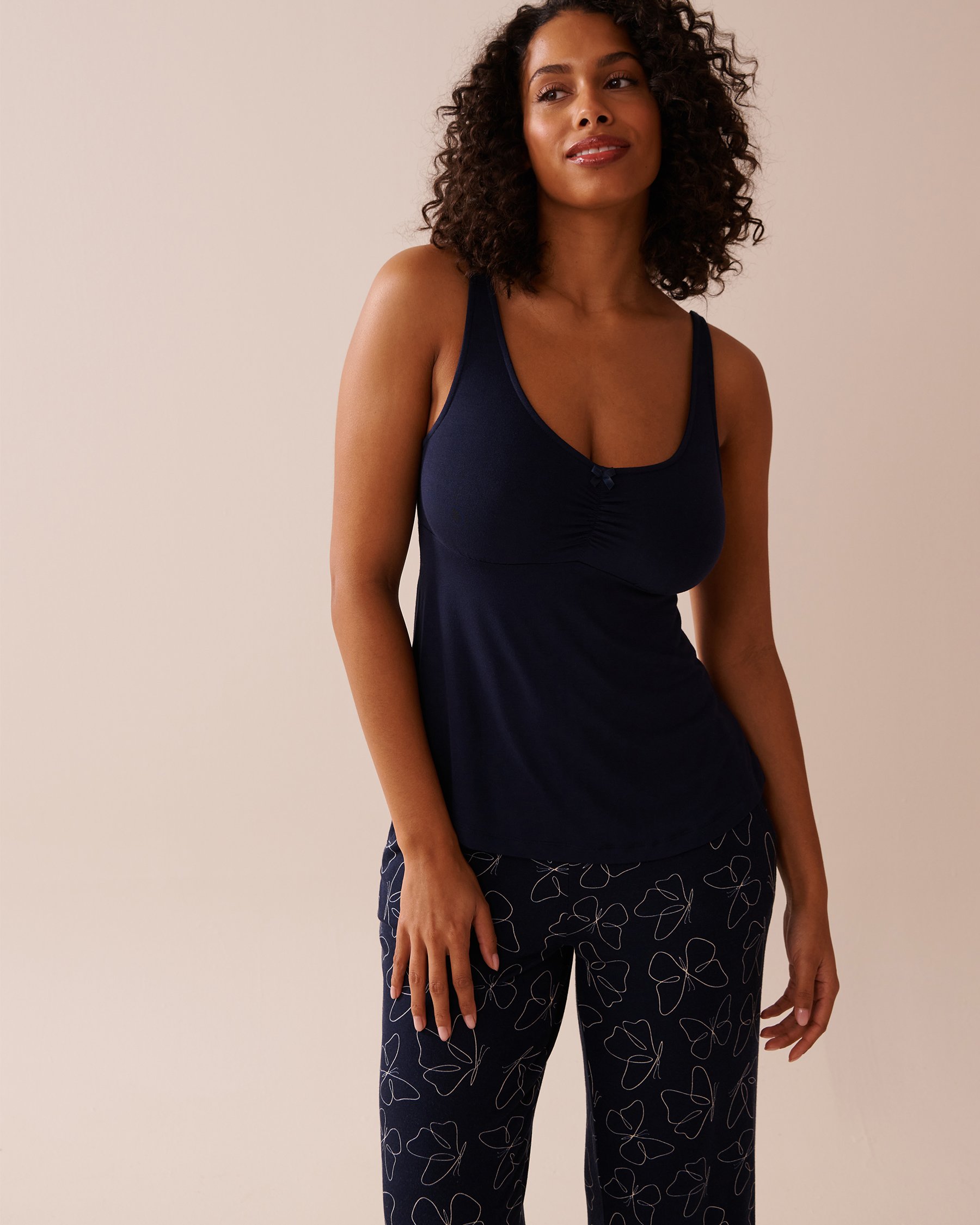 LA VIE EN ROSE Soft Jersey Cami Navy Blue 40100721 - View1
